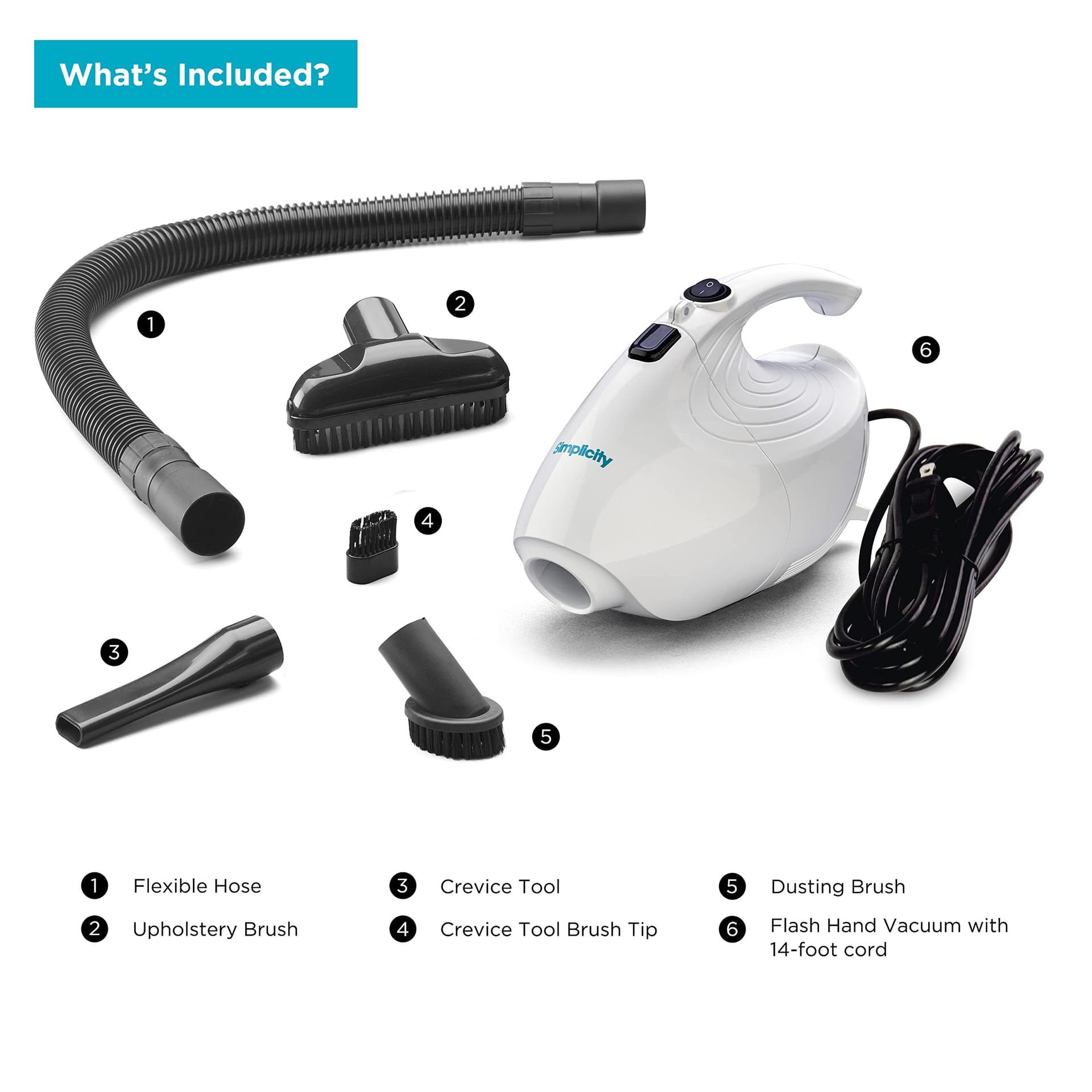 Simplicity Vacuums F1 Flash Mini Handheld Vacuum - Powerful Corded Hand Vacuum for Craft & Sewing Projects, Car Detailing - With Attachments - Review Image 2