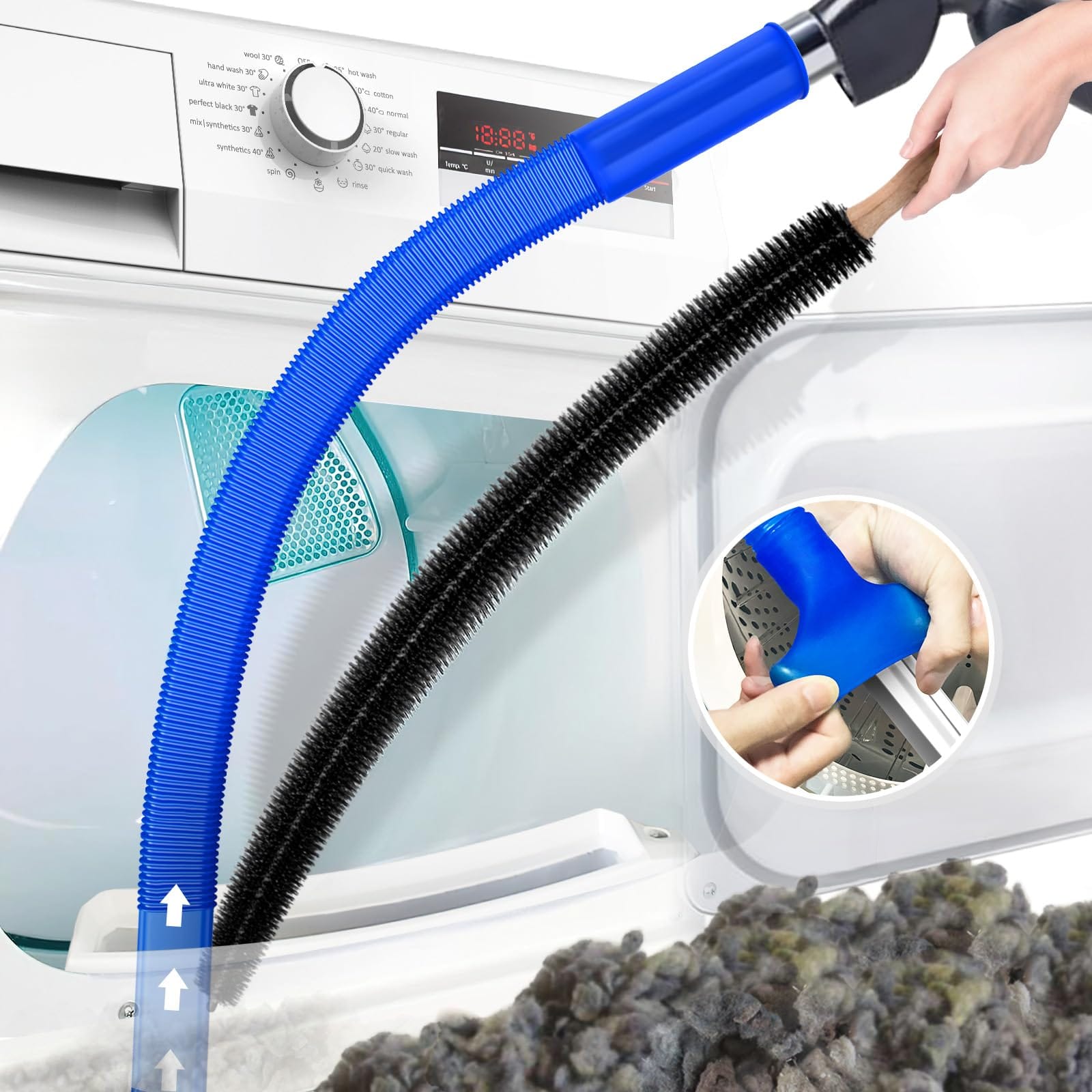 HEPA Filter Compatible Petode Dryer Vent Cleaner Kit with Stretch Universal Connector