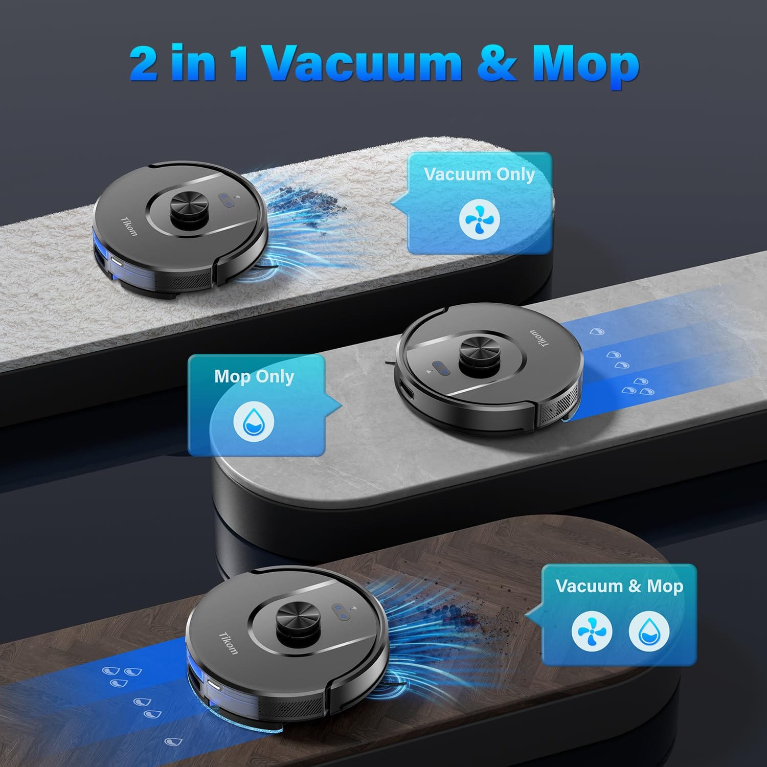 Tikom L8000 Robot Vacuum and Mop with Laser Lidar Navigation, 3000Pa Suction, Self-Charging - Ideal for Pet Hair, Carpet, Hard Floor - Review Image 4