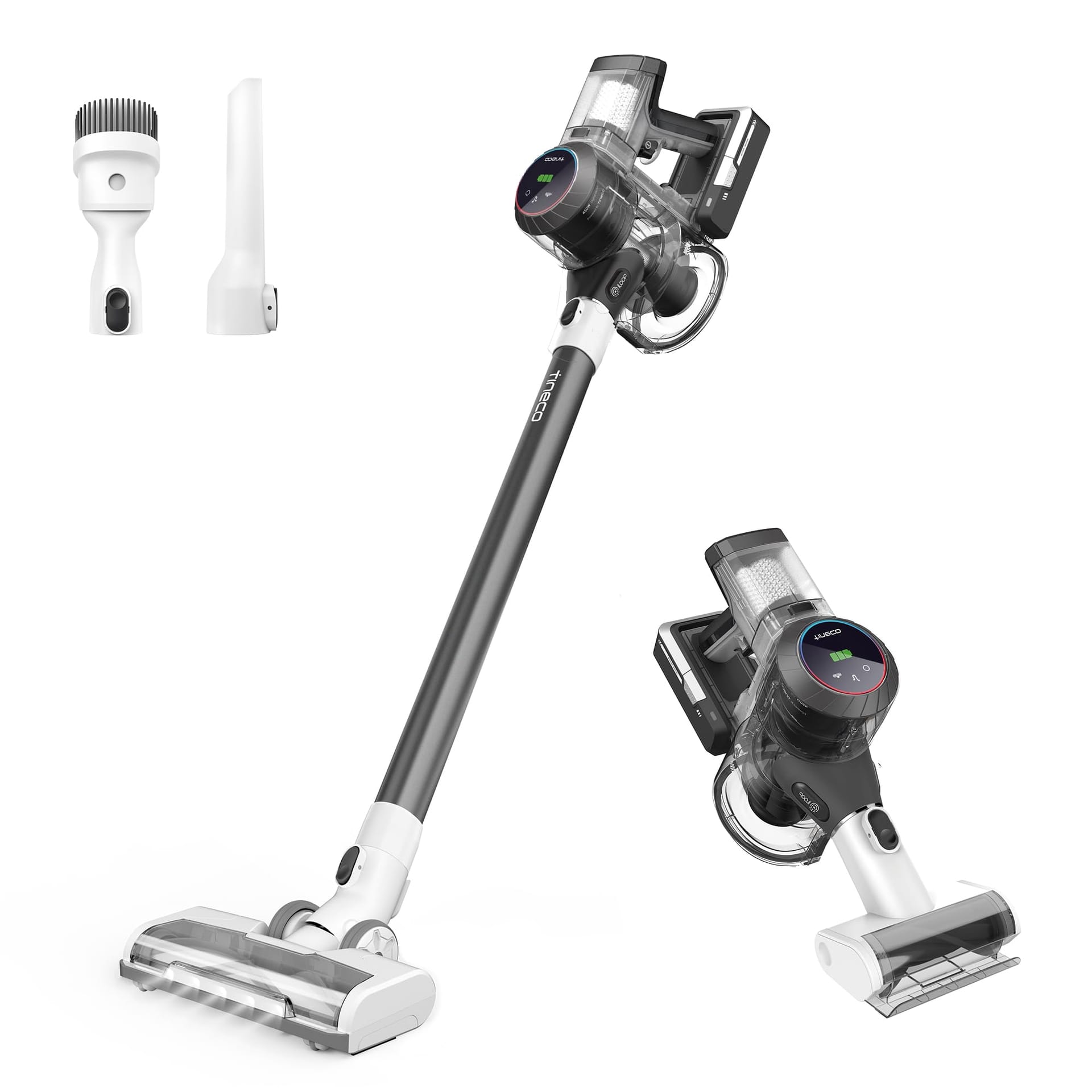 Tineco Pure One S11 Grey Cordless Smart Stick Handheld Vacuum Cleaner - Strong Suction, Lightweight, Deep Clean for Pet Hair, Hard Floors, Carpets, Cars