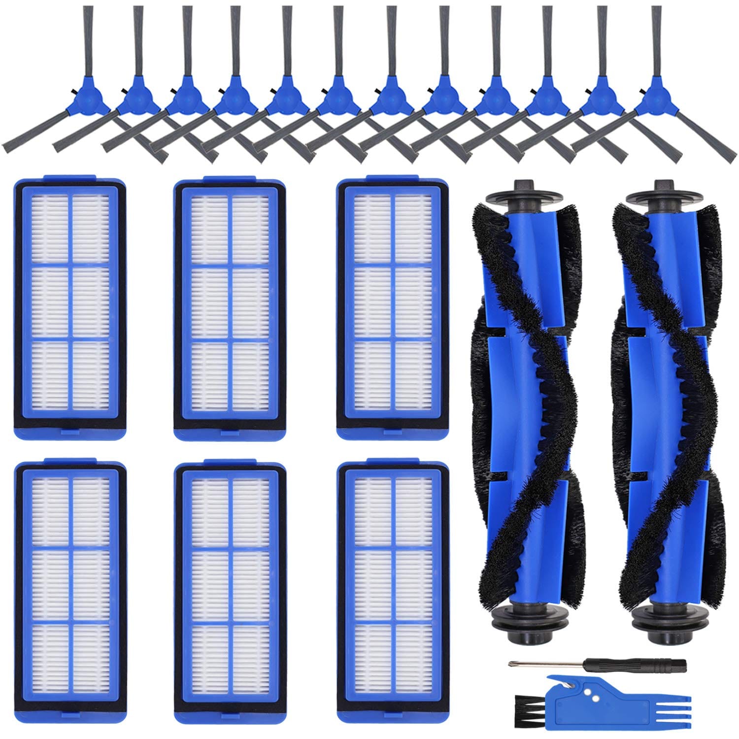 Rongju Replacement Parts Kit for Eufy Robotic Vacuums - Side Brushes, Filters, Roller Brush - Compatible with Eufy 11S Max, 15C Max, 30C Max, G30 Series