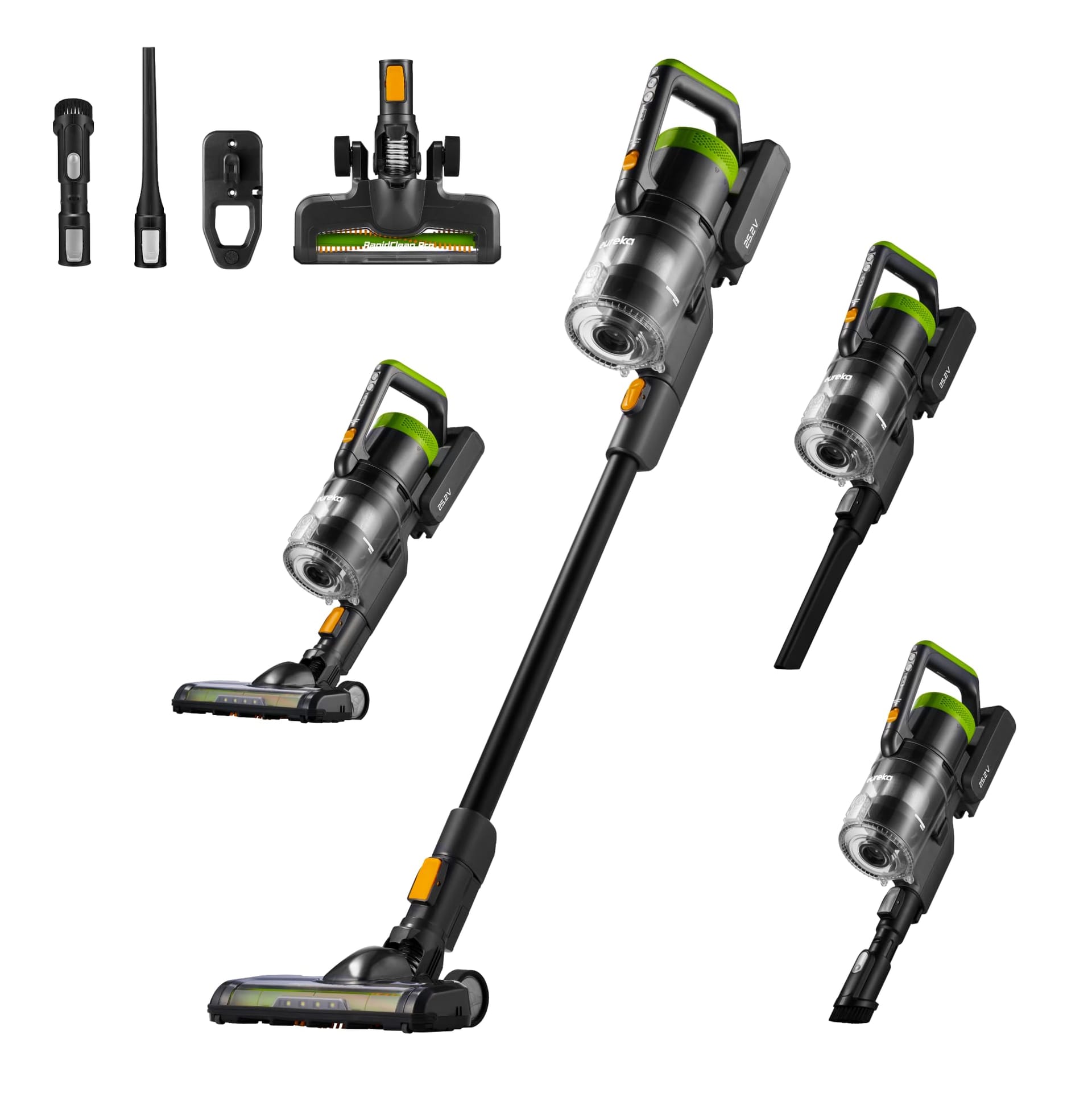 Eureka NEC285GR RapidClean Pro Cordless Stick Vacuum Cleaner with LED Headlights - Lightweight, Powerful Suction, Rechargeable Battery, Green