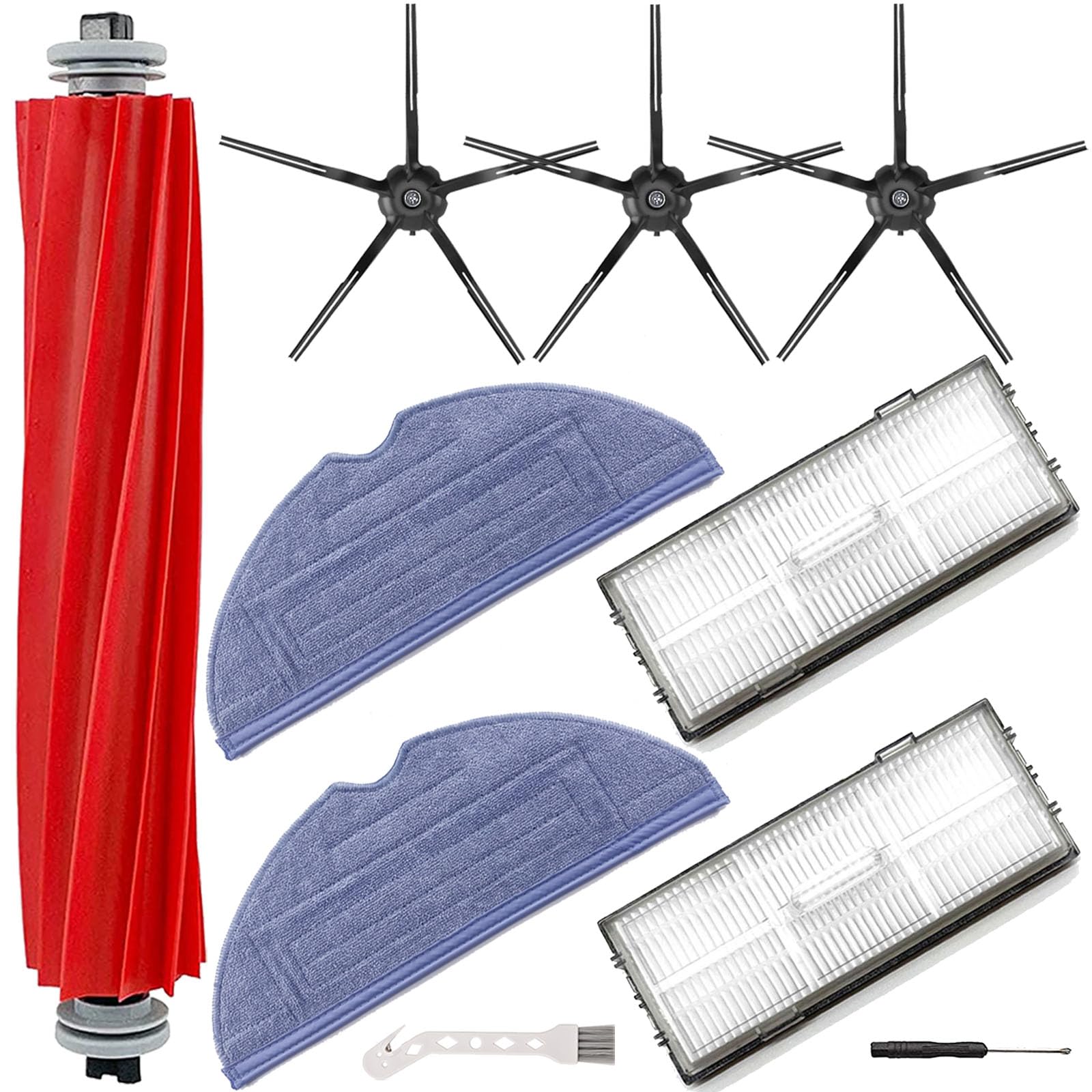 Replacement Accessories Kit Compatible with Roborock S7, S7+, S7 MaxV, S7 MaxV Plus, T7S, T7 Plus, T7S Plus Robot Vacuum - 1 Roller Brush, 2 Filter, 3 Side Brush, 2 Mop Cloth