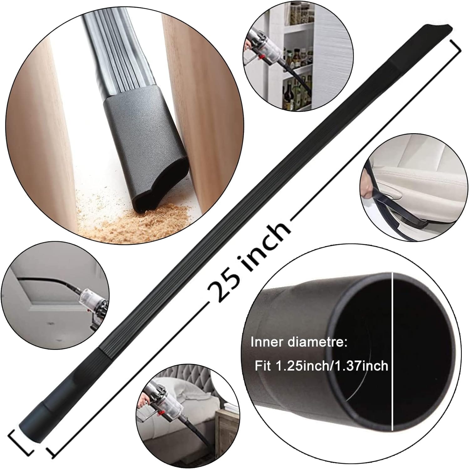 Universal Vacuum Attachments Kit with Horse Hair Brush - 10-Piece Set for Wet Dry Vacuums - Shop Vac Accessories - Review Image 5