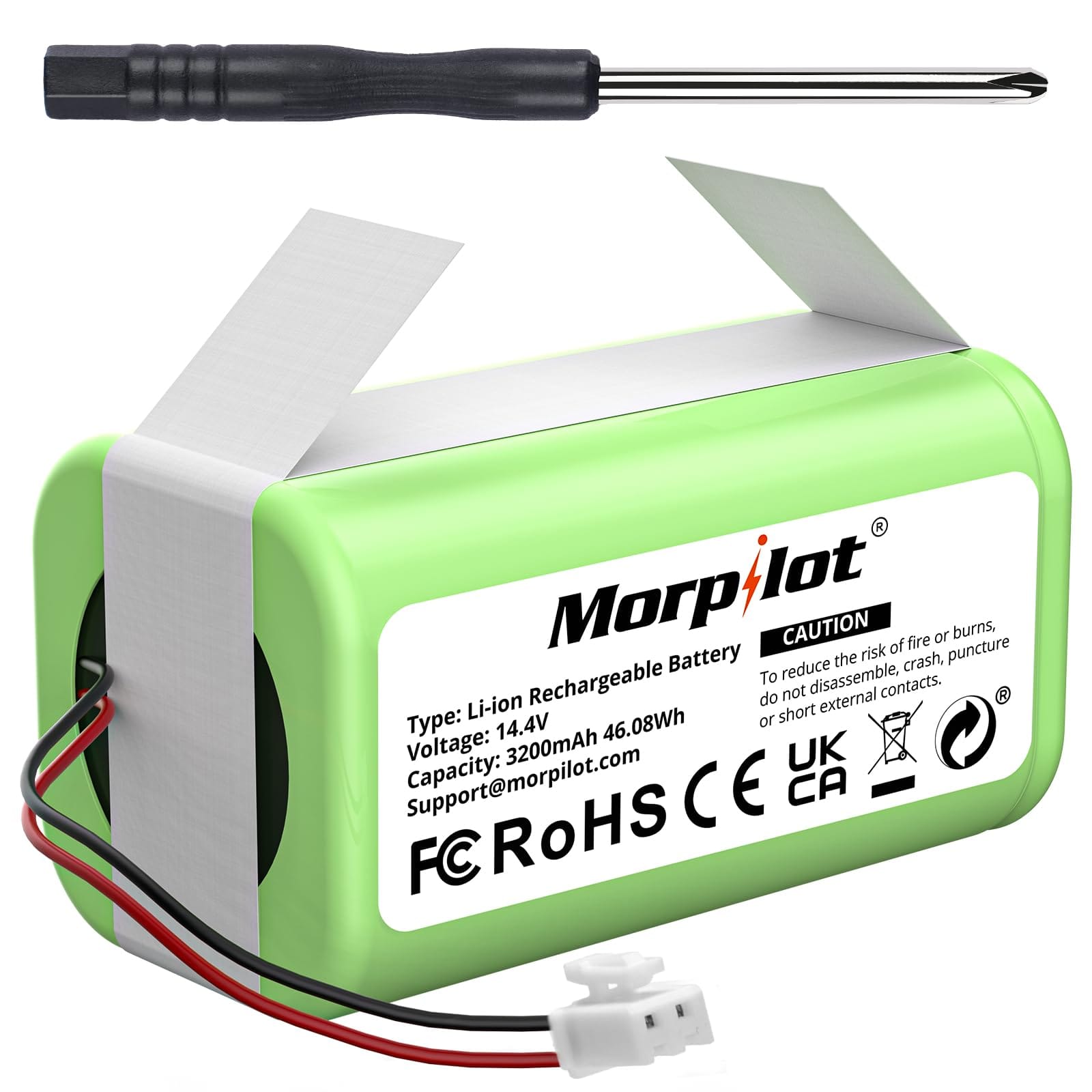 Morpilot 3200mAh Replacement Battery for Shark Ion Vacuum Cleaners | RVBAT850 Battery with 2-Prong Connector