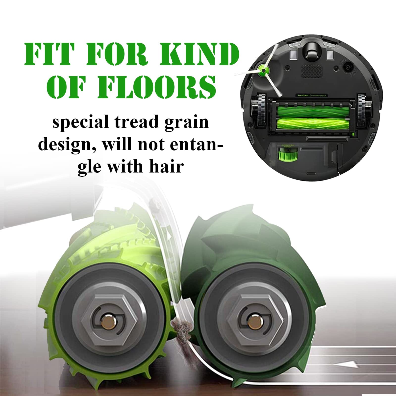 4 Sets Replacement Rubber Roller Brushes Compatible with iRobot Roomba E/I/J Series - High-Quality Accessory Kit - Review Image 3
