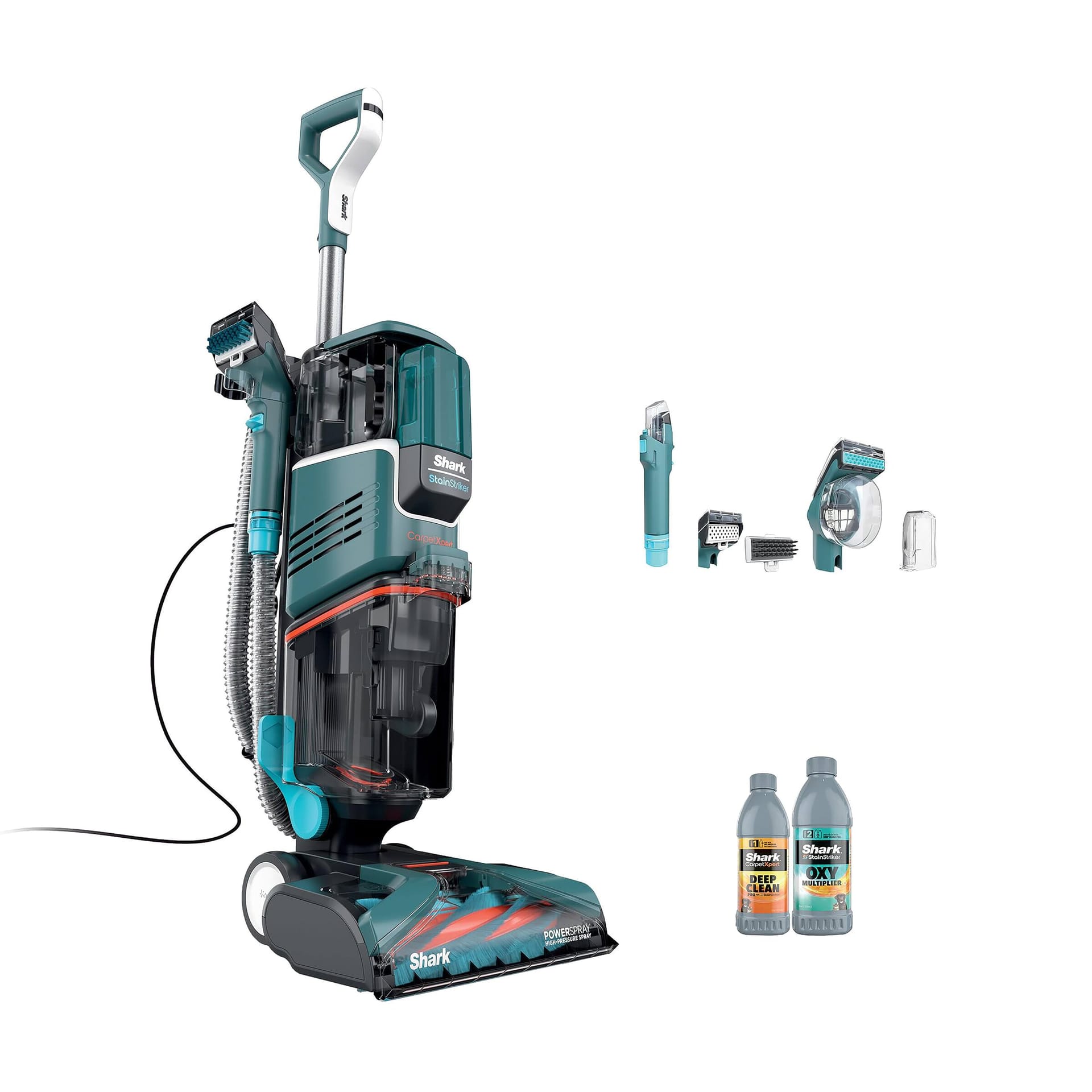 Shark CarpetXpert R-Ex205 Carpet Cleaner with Stainstriker, Handheld Spot & Stain Eliminator, Teal - Certified, Ex200 Series (Renewed)