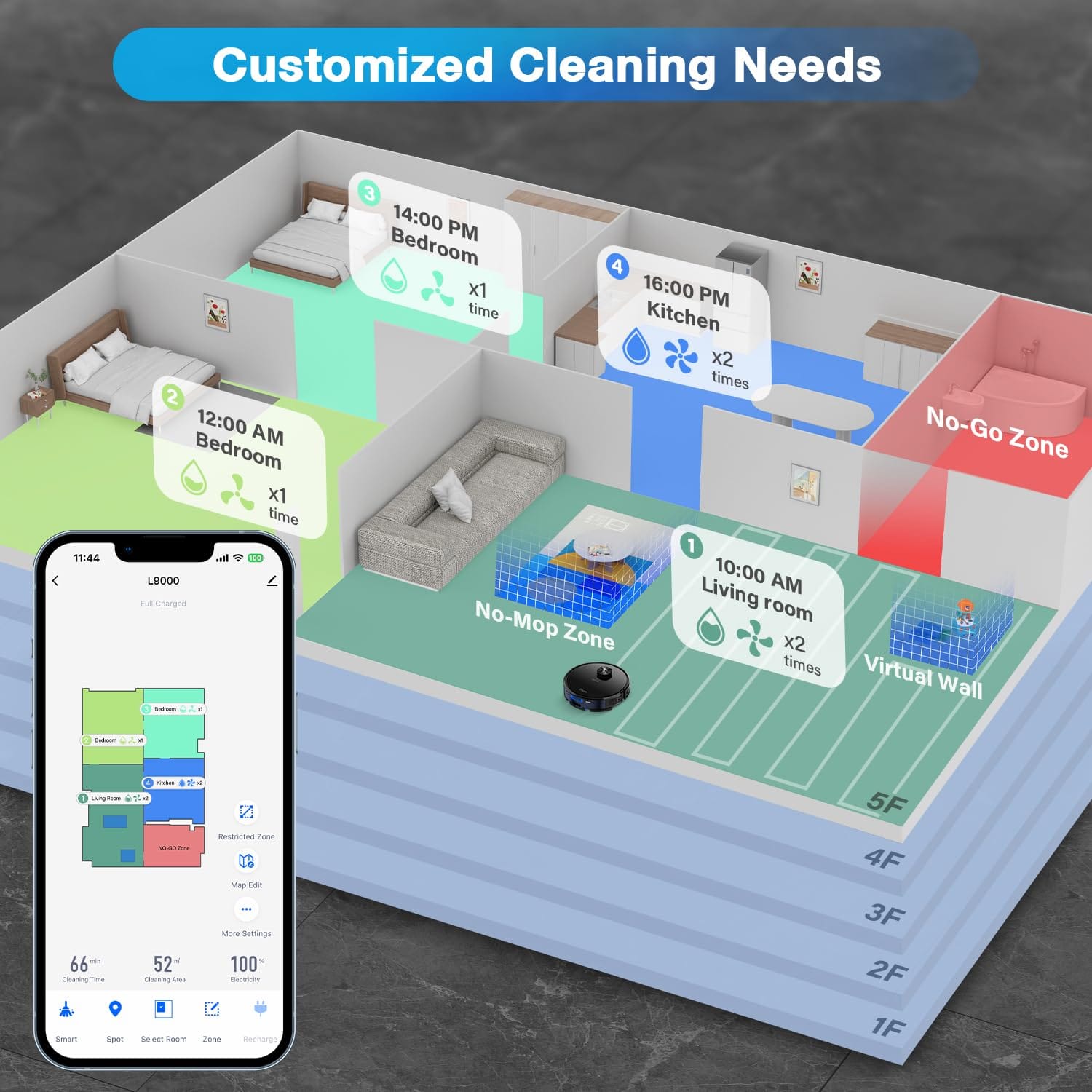 Tikom L9000 Robot Vacuum and Mop Combo with LiDAR Navigation, 4000Pa Suction, Smart Mapping, 14 No-Go Zones - Ideal for Pet Hair, Carpet, and Hard Floors - Review Image 3