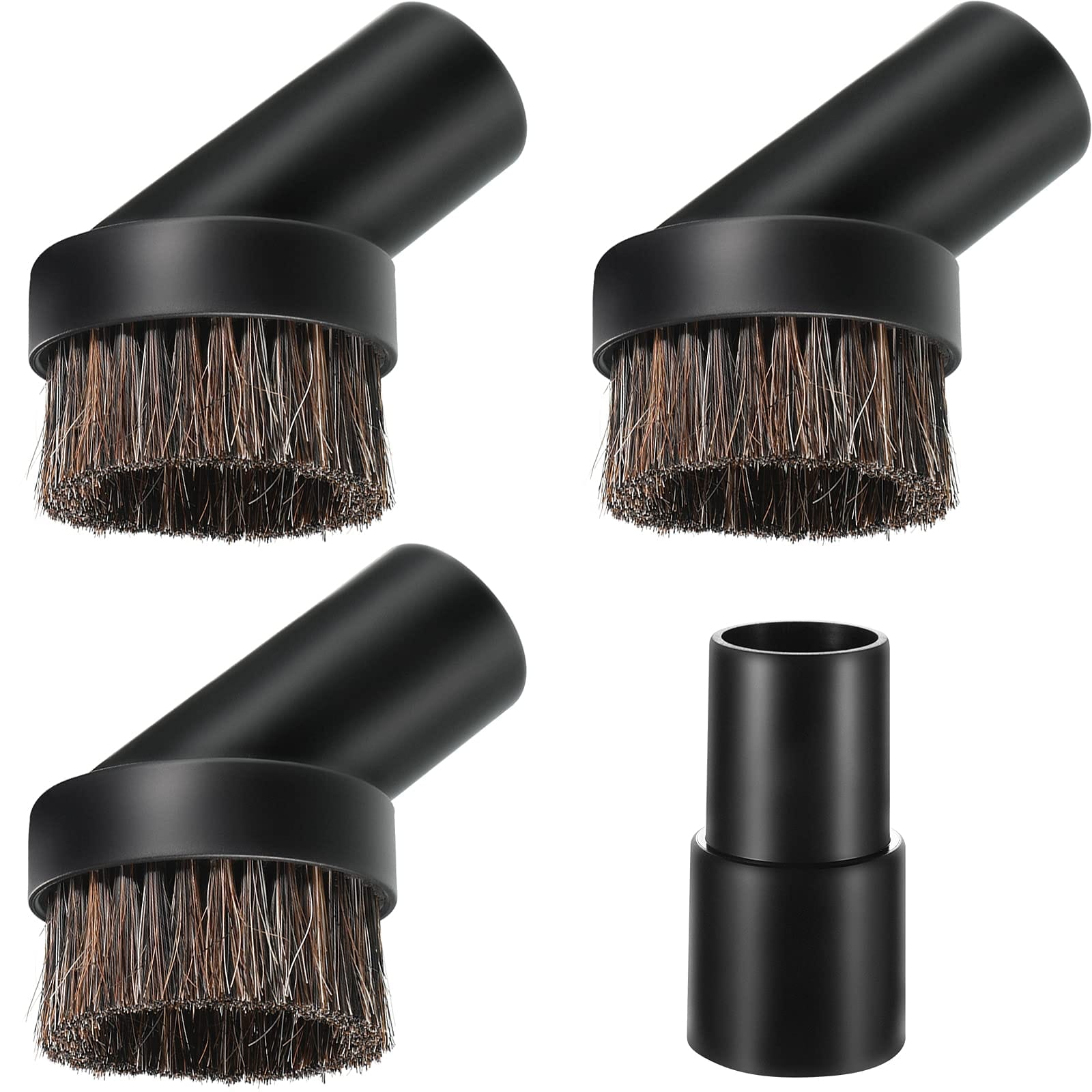 Soft Bristle Vacuum Brush Attachment Kit with Hose Adapter - 3 Pcs Round Dust Brushes for 1.25 Inch Cleaner