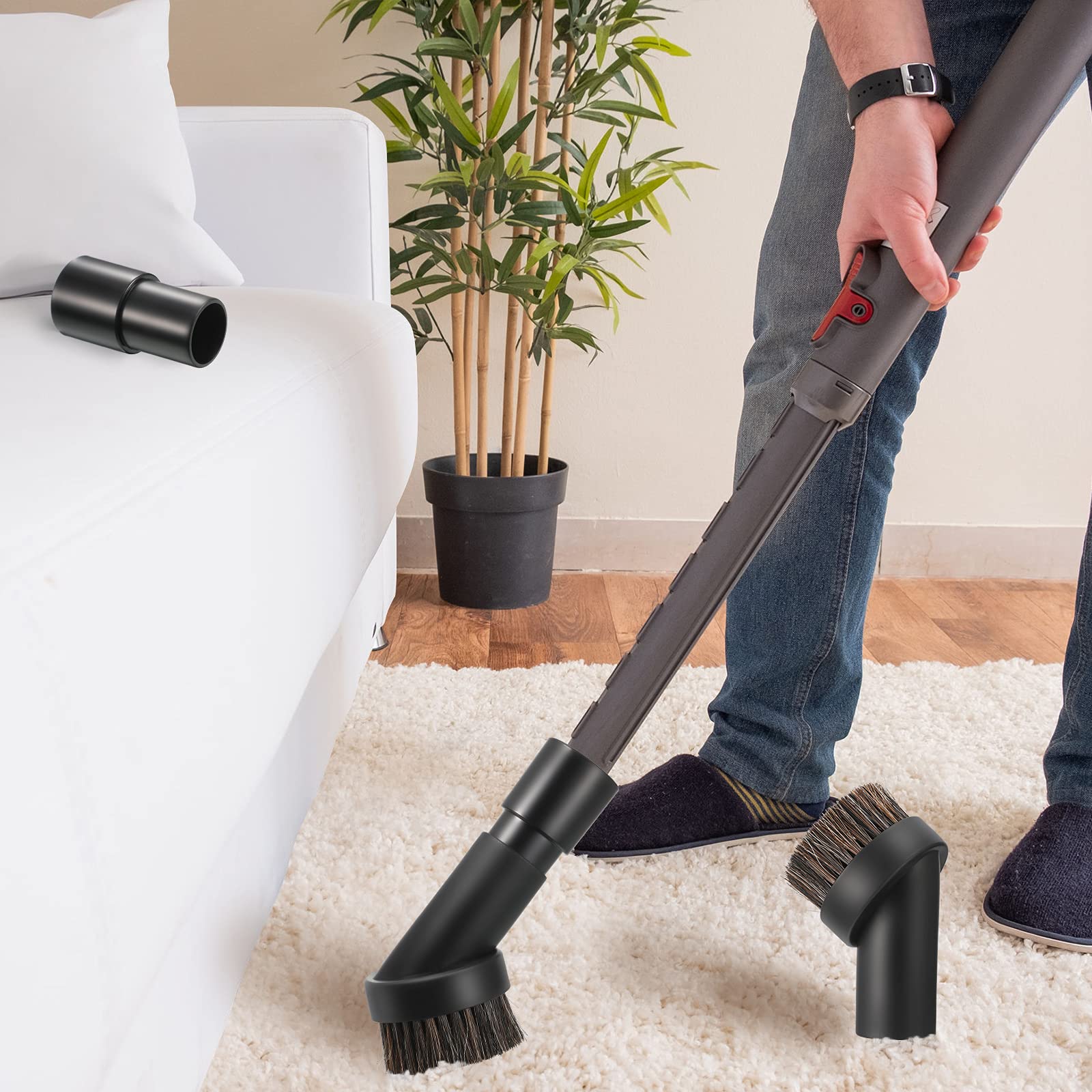 Soft Bristle Vacuum Brush Attachment Kit with Hose Adapter - 3 Pcs Round Dust Brushes for 1.25 Inch Cleaner - Review Image 2