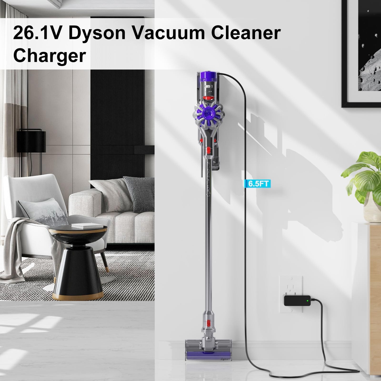 Replacement Charger for Dyson V8 V7 V6 Vacuum | Power Cable for Dyson Cordless Vacuum Cleaners (6.5Ft) - Review Image 2