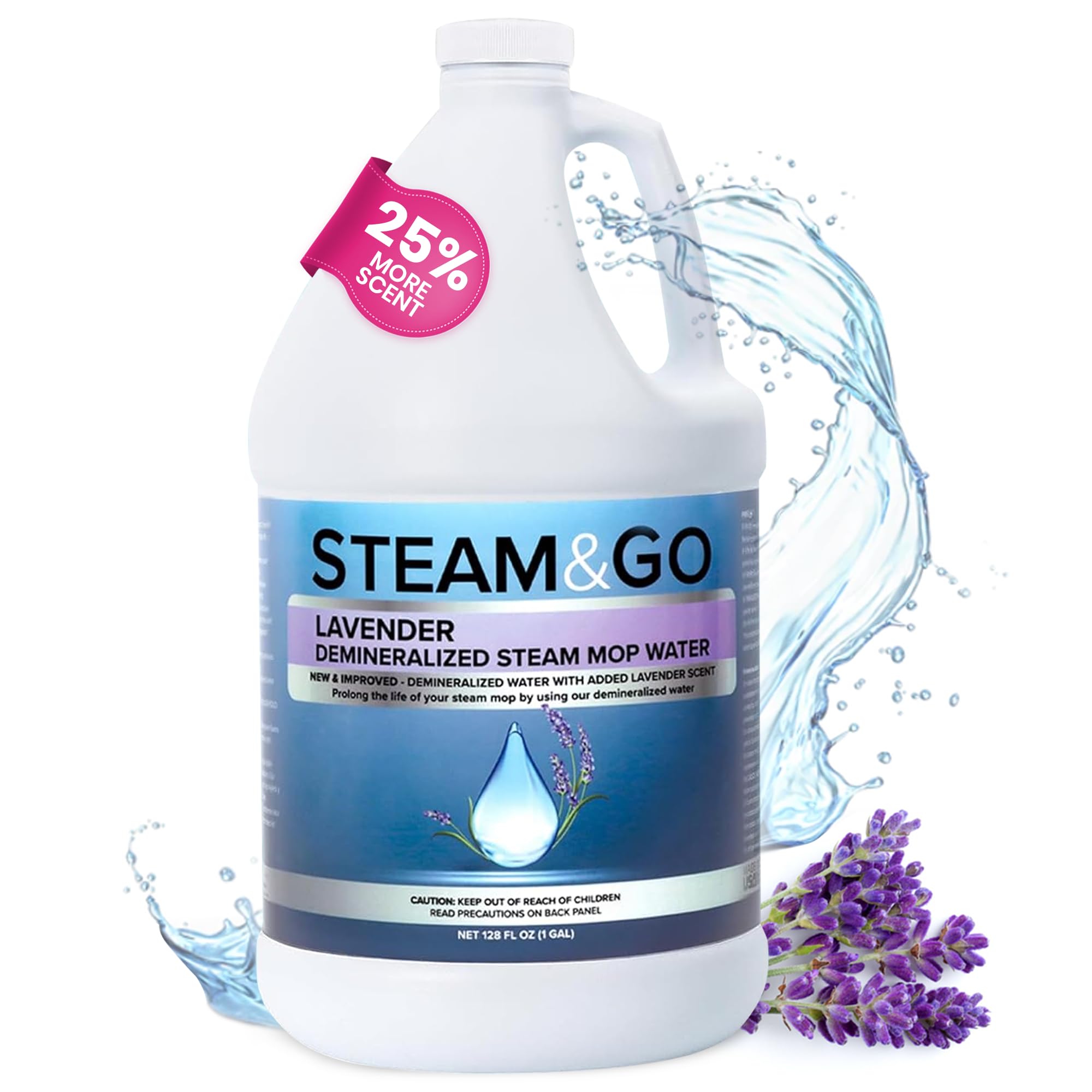 Lavender Scented Demineralized Water Cleaning Solution for Steam Mop - Ready-To-Use Multi-Surface Floor Cleaner - 128 Fl. Oz