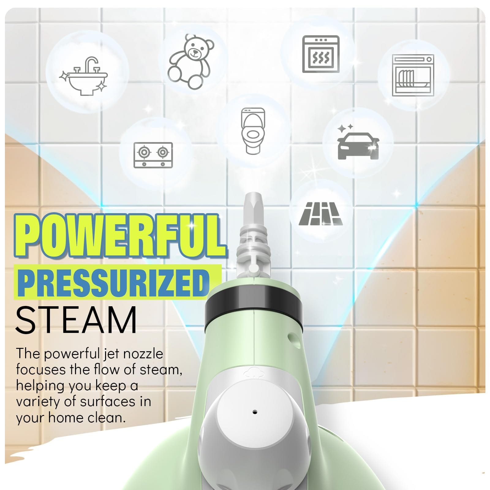 Powerful Pressurized Handheld Steam Cleaner with 11-Piece Accessory Set for Home, Furniture, Upholstery, and Car - Review Image 3