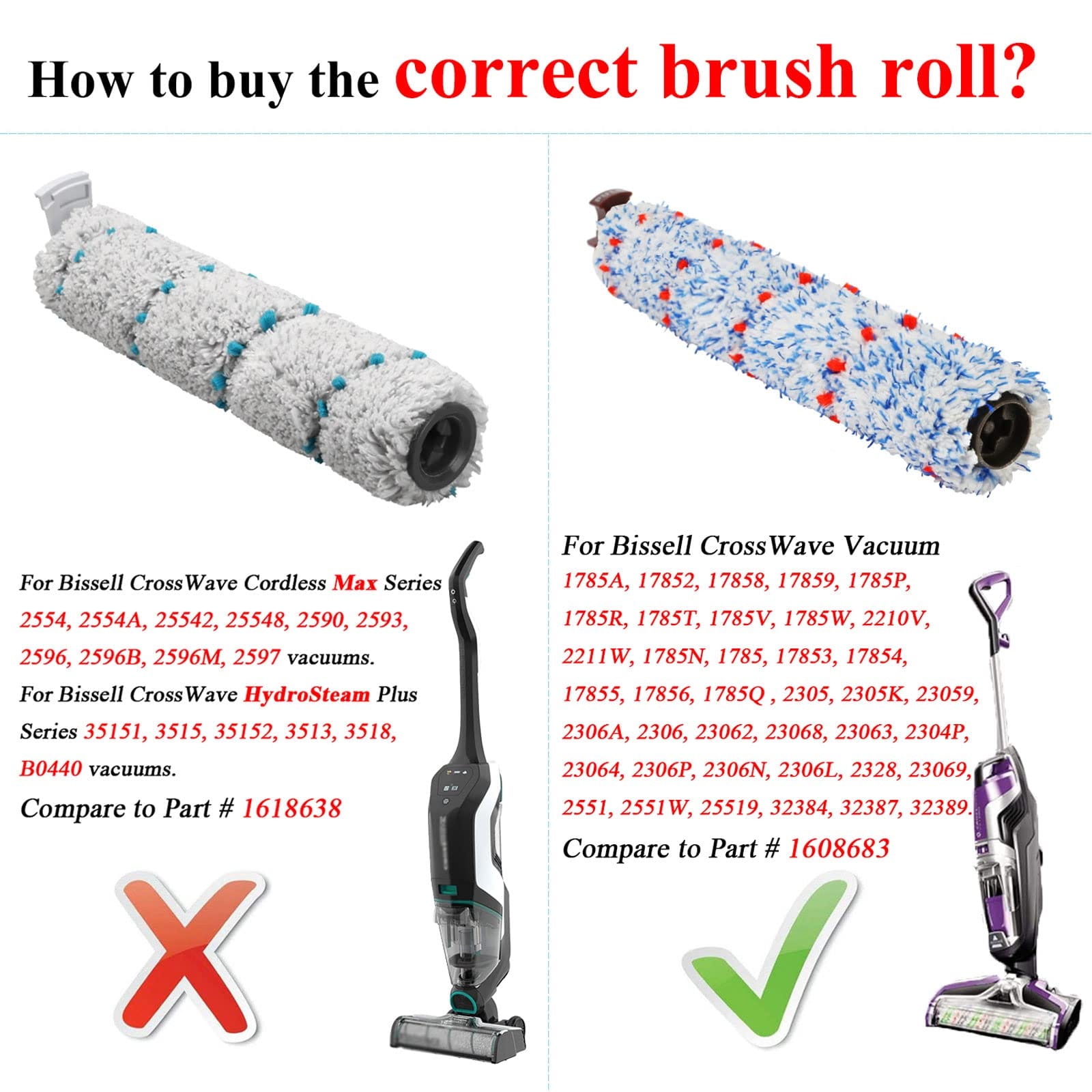 Premium 3 Pack Multi-Surface Brush Roll & Vacuum Filter Set for Bissell Crosswave Cleaner 2306A 1785A 3888A - Review Image 2