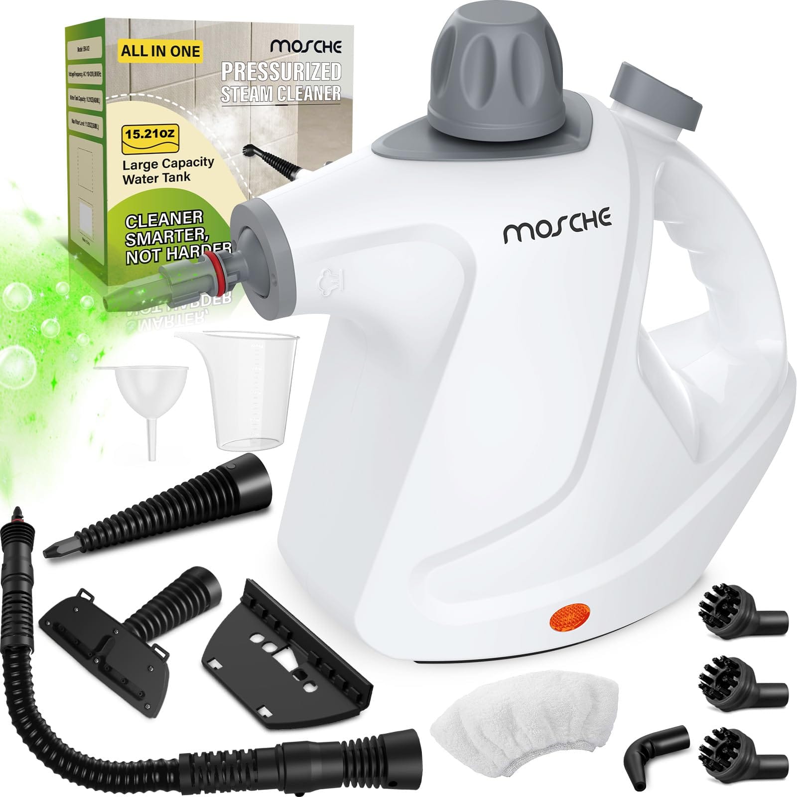 Multipurpose Handheld Steam Cleaner With 11-Piece Accessories, 15.2oz Pressurized Steamer for Home Cleaning, All Natural and Powerful