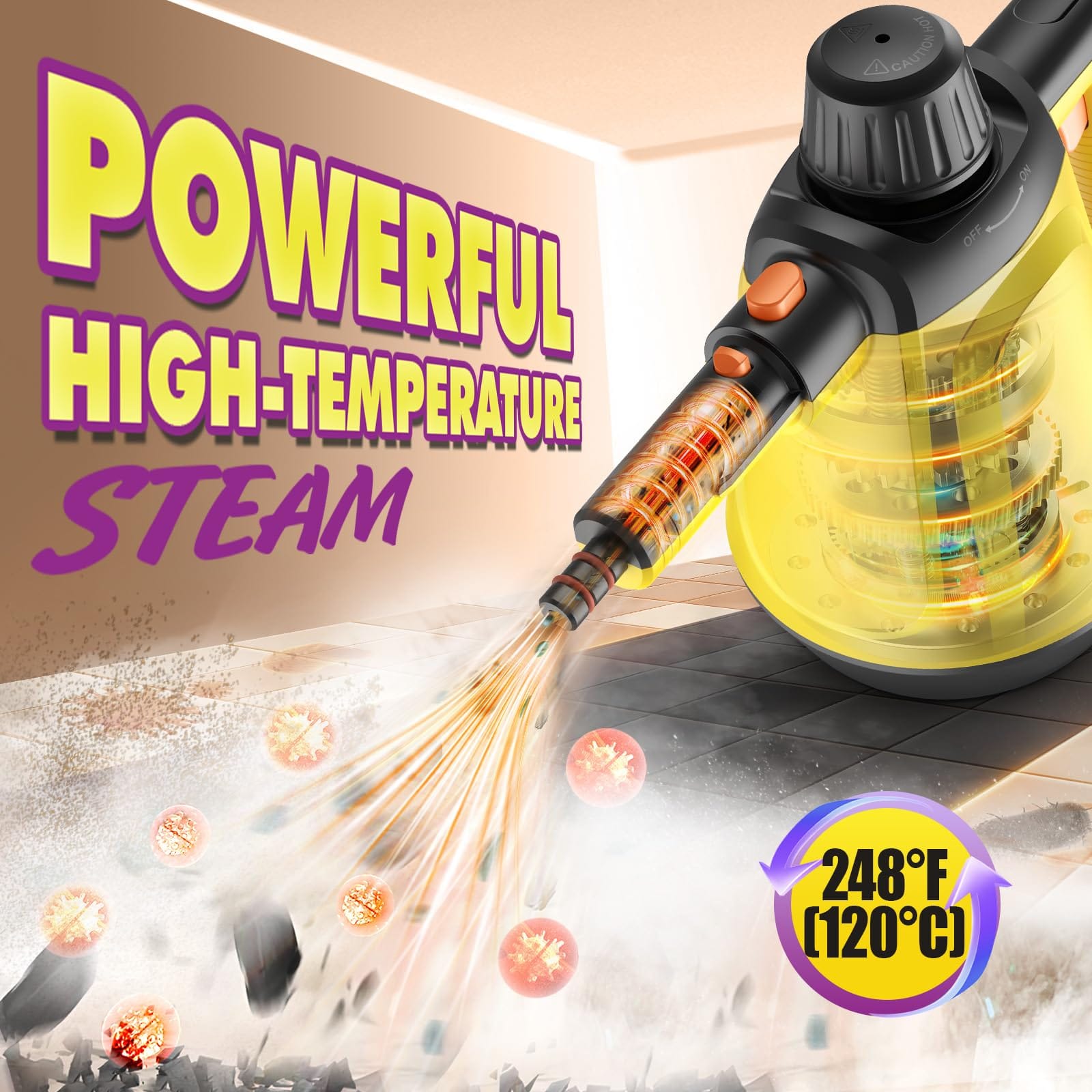 Eco-Friendly Multi-Surface Handheld Steam Cleaner with 10 Accessories - 13Oz Pressurized, On-Demand Cleaning Tool for Home, Dirt, Grease, Grout, Tile, Floor, Couch, and Car - Review Image 3