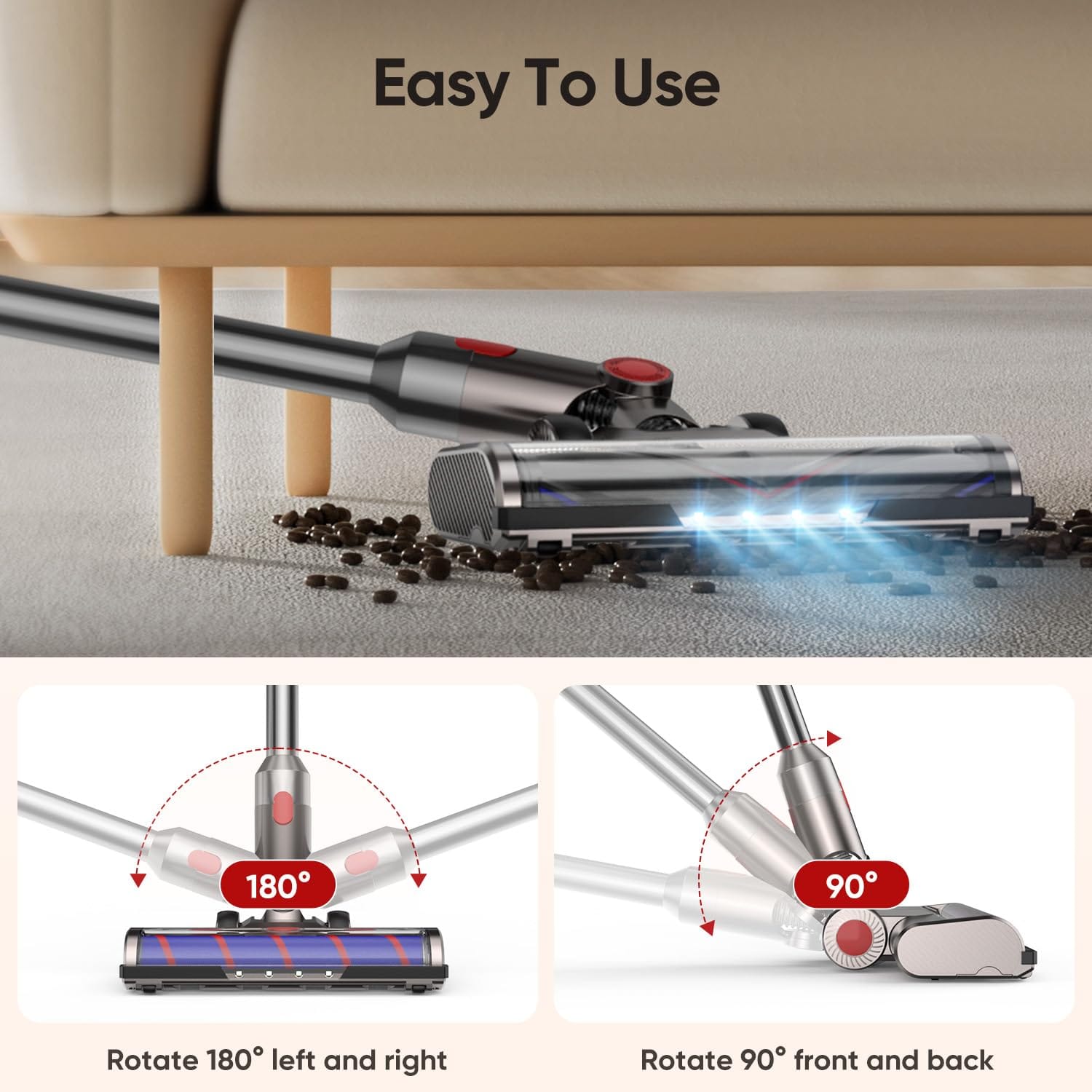 Flylinktech LED Motorhead Vacuum Attachment Compatible with V7, V8, V10, V11, V15, Sv10, Sv11, Sv12, Sv14 Cleaners - Turbo Bristle Rollers for Hardwood Floors & Carpets - Review Image 5