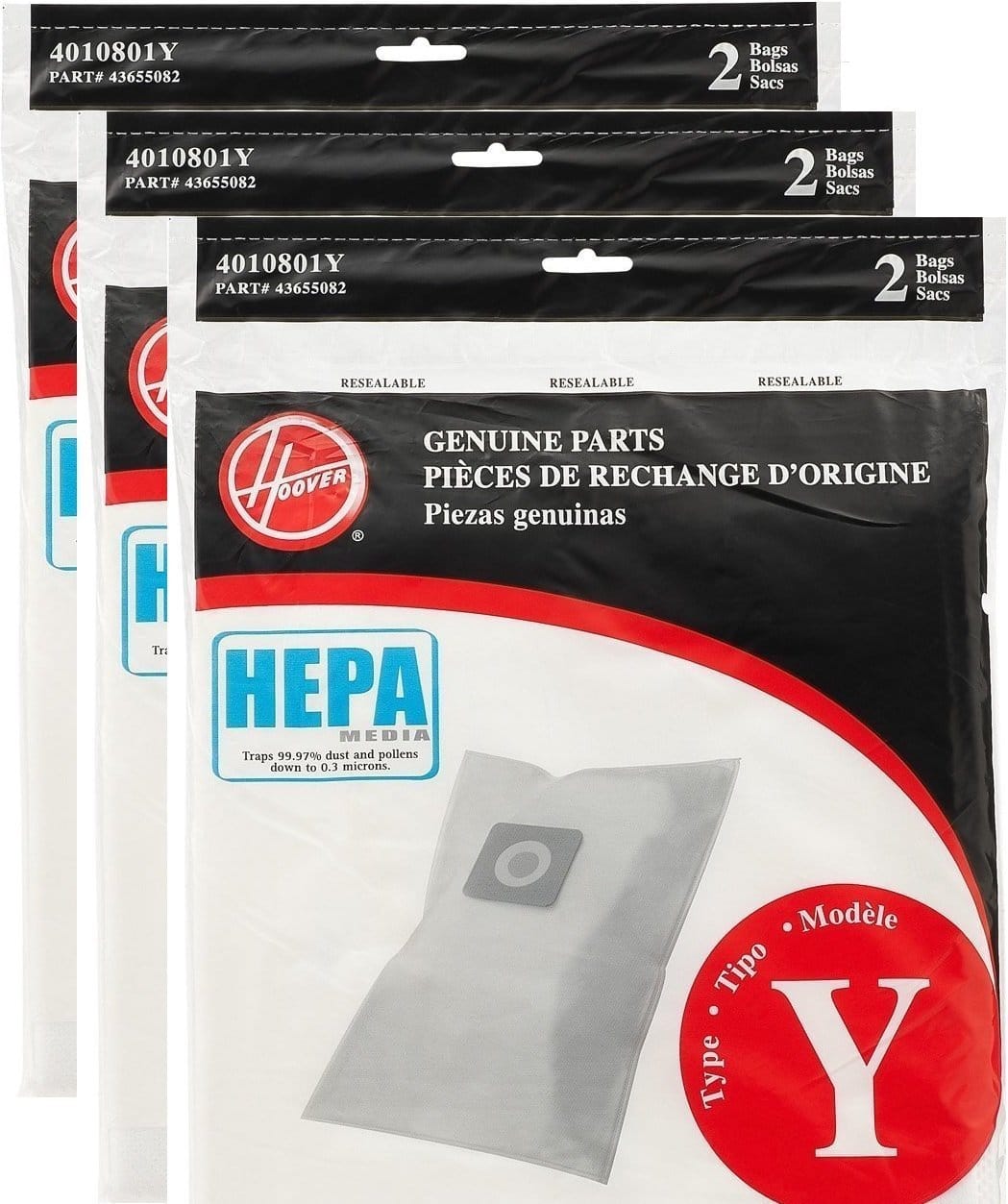 HEPA Filter Hoover Type Y Bag (6-Pack) - AH10040 Compatible with Powerful Suction Models