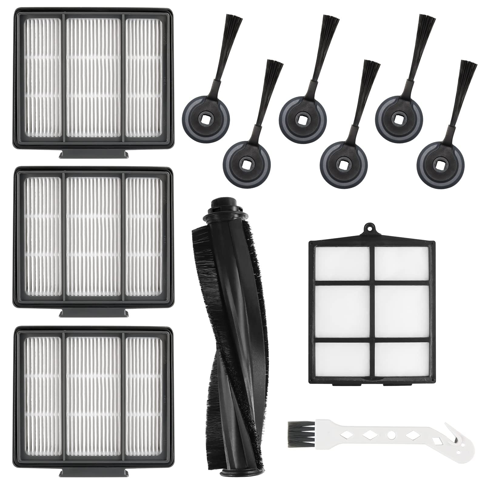 Shark Ion Robot AV751 AV752 AV753 RV700_N RV720_N RV850 RV851WV Vacuum Cleaner Replacement Parts and Accessories Kit by Techecook - 6 Side Brushes, 3 Hepa Filters, 1 Main Brush, 1 Filter Guard, 1 Cleaning Brush