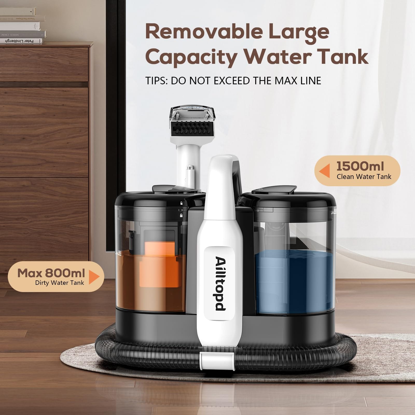 Ailltopd Portable Carpet & Upholstery Spot Cleaner with Powerful Suction and Dual Tanks - Review Image 3