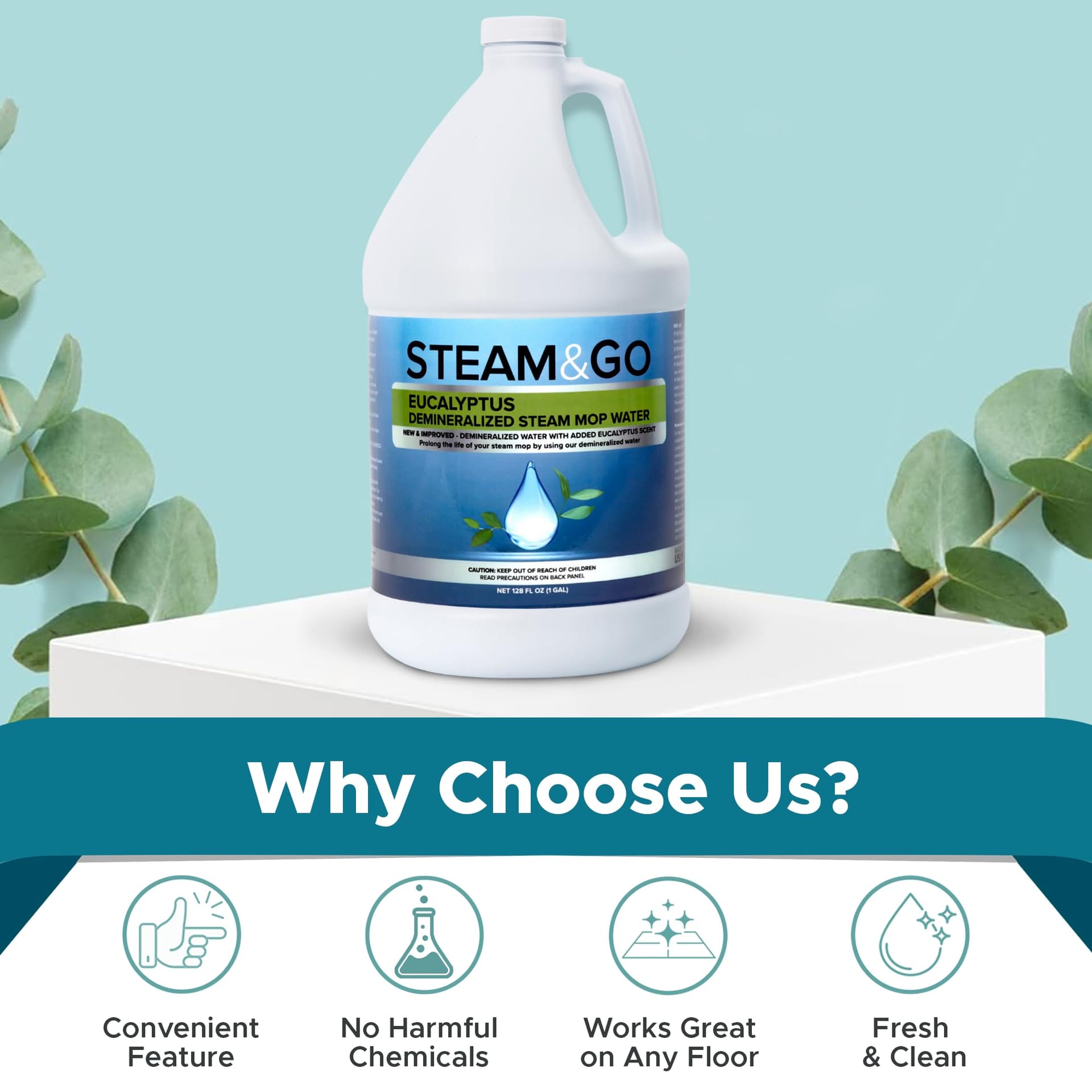 Demineralized Water Multi-Surface Cleaning Solution for Steam Mop - Eucalyptus Mint, 128oz - Review Image 2