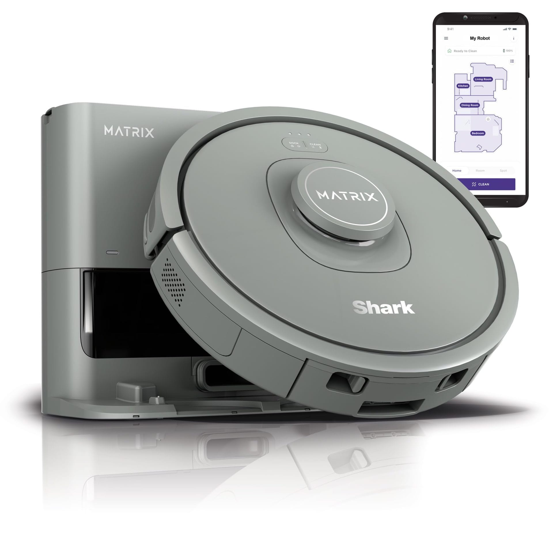 Renewed Shark RV2300S Matrix Self-Empty Robot Vacuum Cleaner for Pet Hair on Carpets & Hard Floors - Bagless, Wi-Fi Enabled