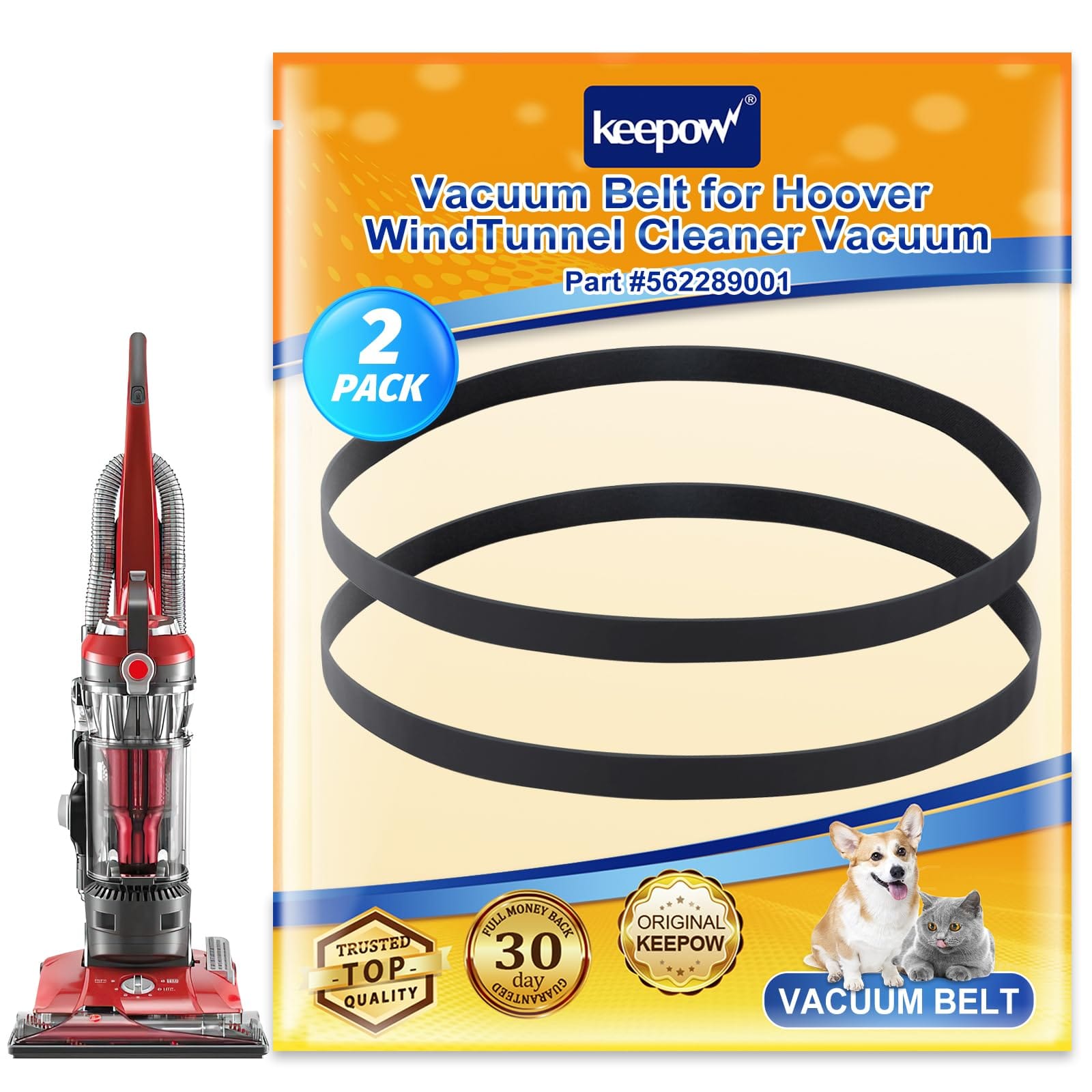 Replacement Vacuum Belt Set for Hoover WindTunnel Models Uh71250, Uh74100, Uh71255, Uh72600, Uh71215, Uh71230, Uh72630, Uh70210, Uh30600 - Compatible with WindTunnel 2, WindTunnel 3 (2 Pack)