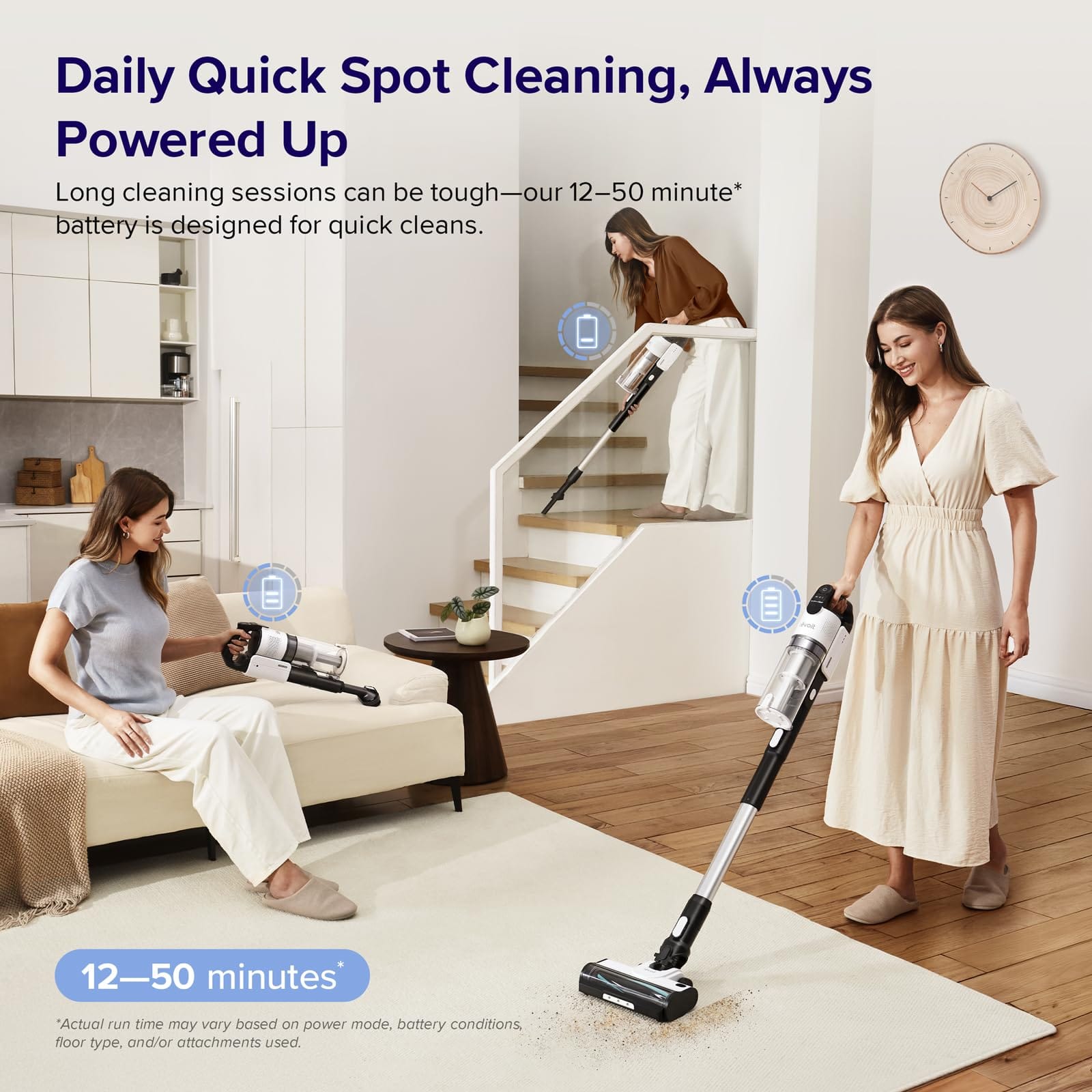 Levoit Cordless Stick Vacuum Cleaner with Tangle-Resistant Design, 50-Minute Runtime, HEPA Filtration, Lightweight, Black & White - Review Image 2