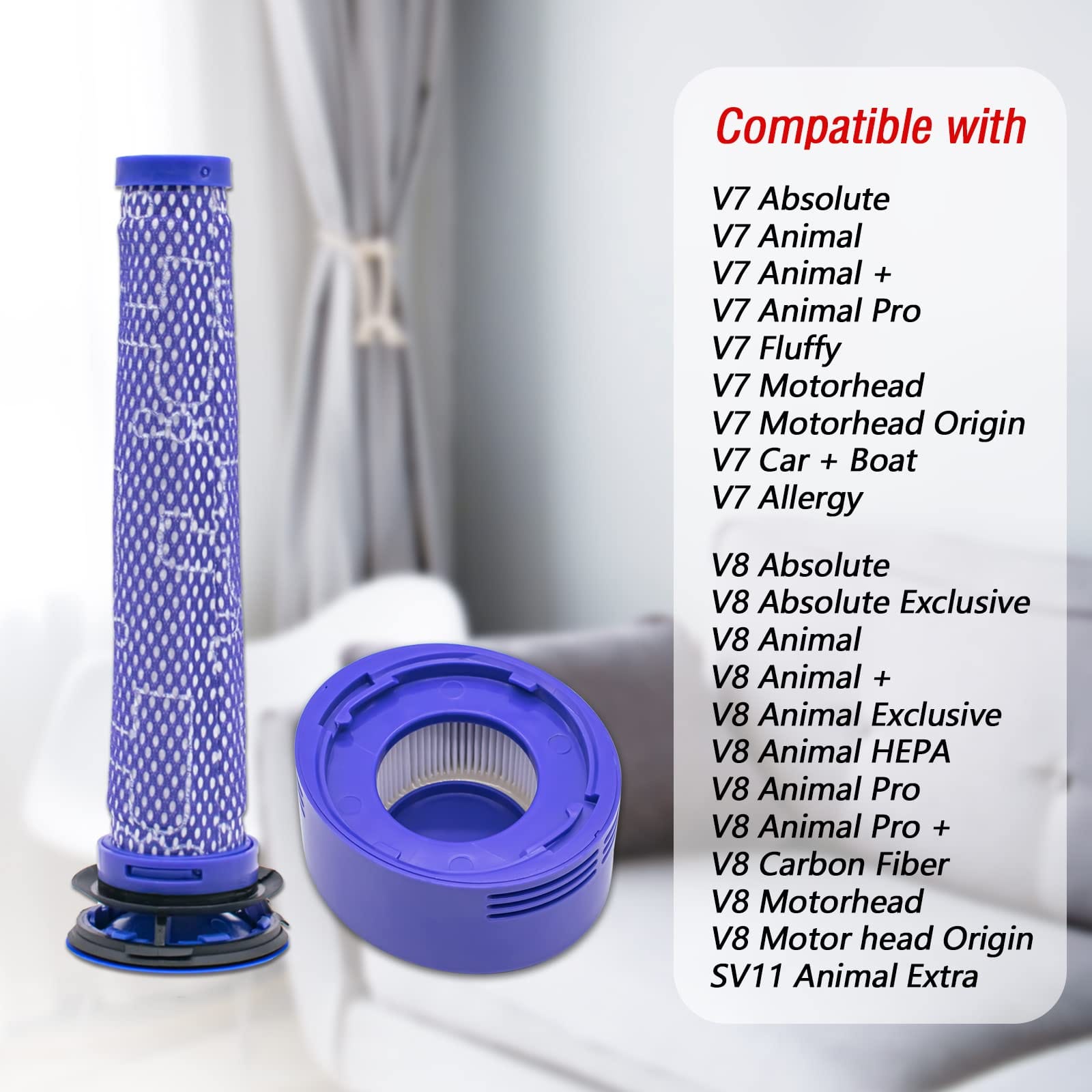4 Pack Replacement Filter Kit for Dyson V8 V7 Vacuum Cleaners - 2 HEPA Post Filters, 2 Pre Filters - Review Image 4