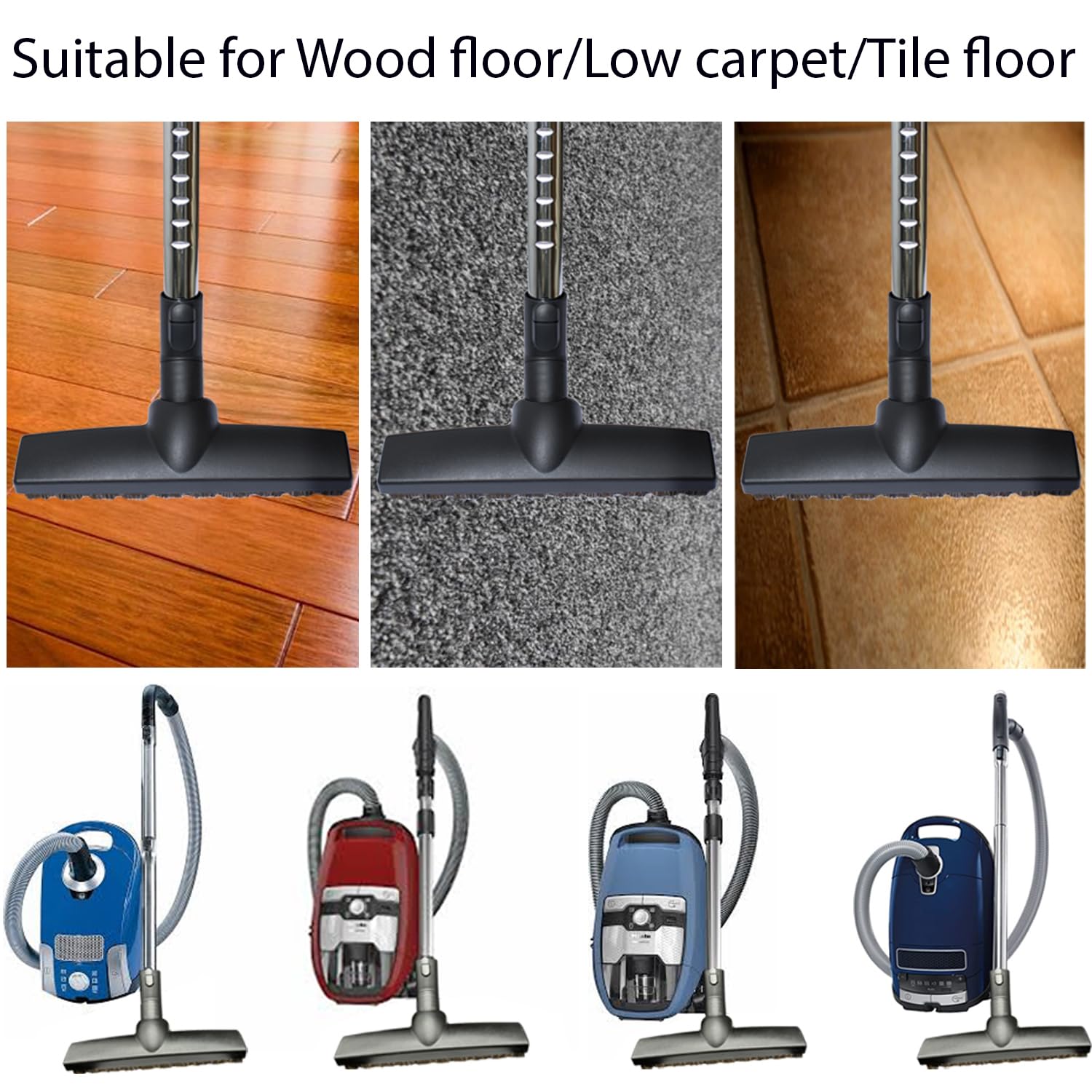 Replacement Vacuum Brush Head with Wheels & Horsehair Bristles for Miele C1 C2 C3 Vacuum Accessories - 1-3/8'' Hardwood Floor Attachment - Review Image 5