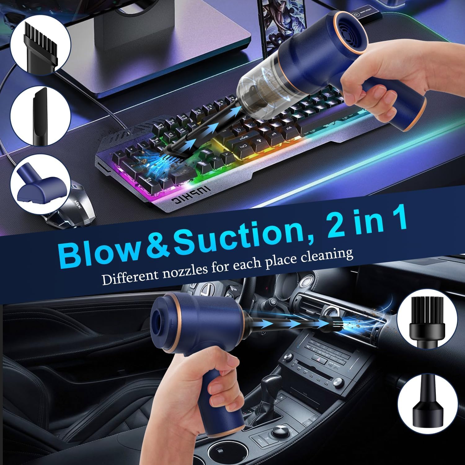 Powerful 2-in-1 Handheld Car Vacuum Cleaner and Air Duster with LED Light - Review Image 2