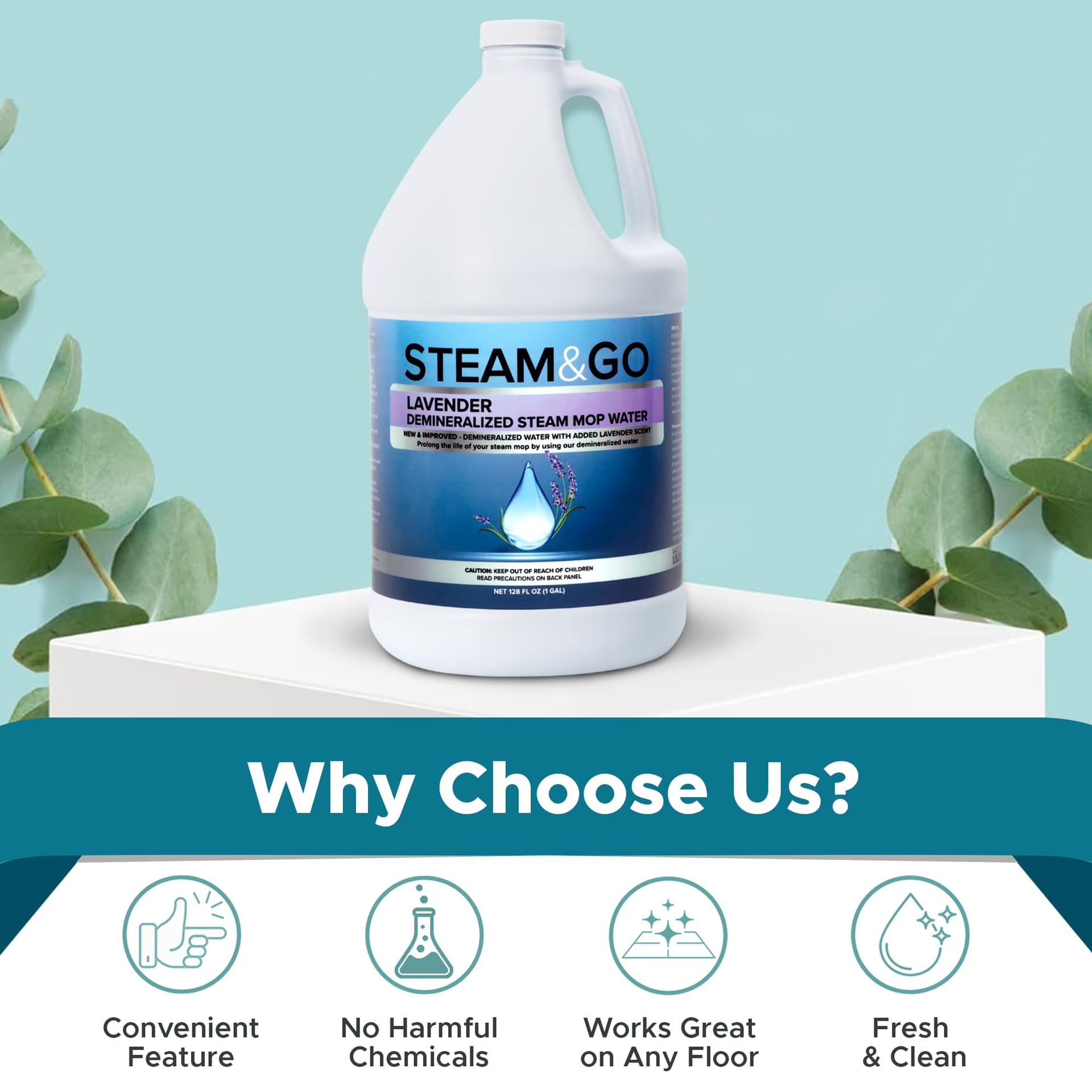 Lavender Scented Demineralized Water Cleaning Solution for Steam Mop - Ready-To-Use Multi-Surface Floor Cleaner - 128 Fl. Oz - Review Image 2