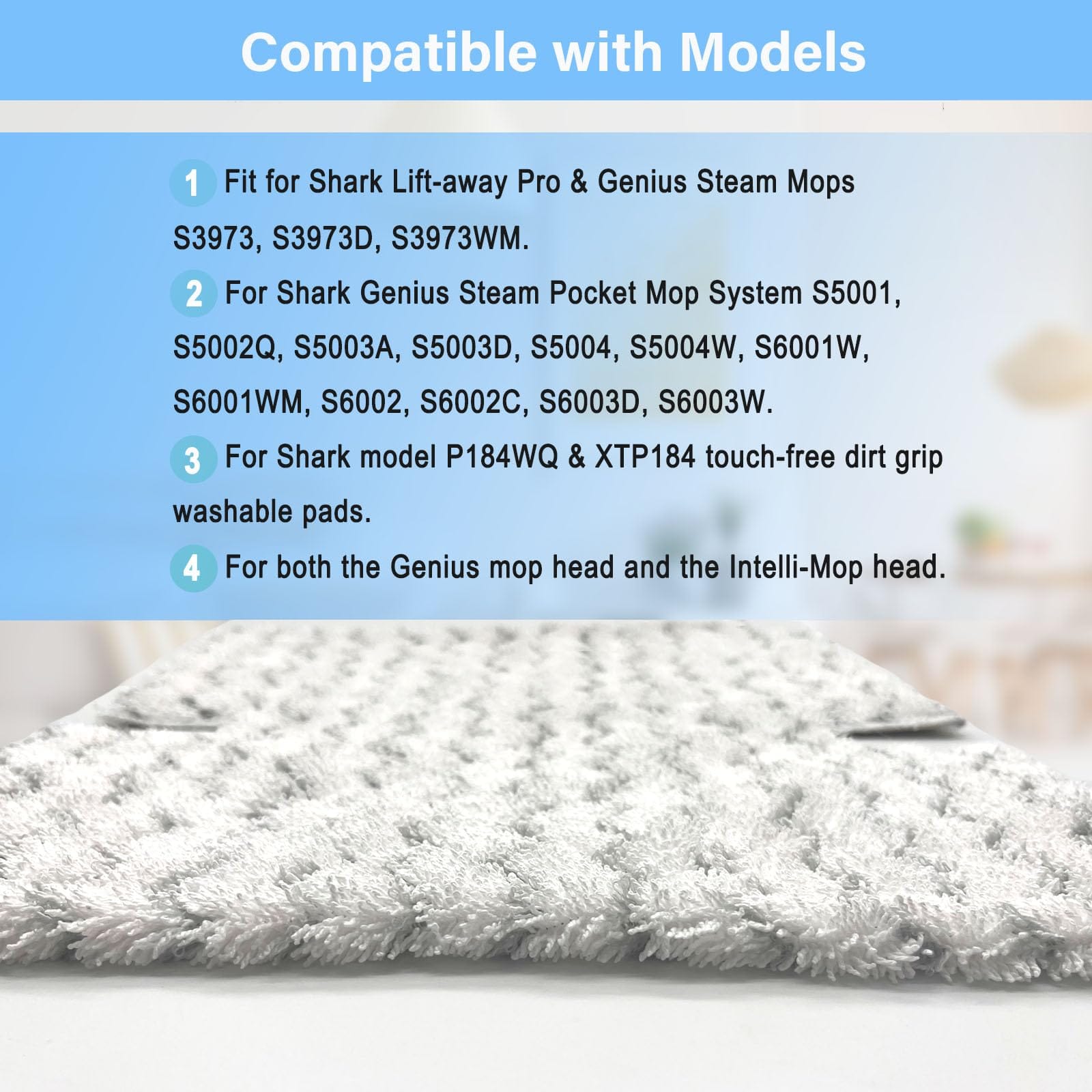 8-Pack Replacement Steam Mop Pads for Shark Lift-Away Pro & Genius Steam Mops - Compatible with S3973, S5001, S6001 Series - Review Image 2