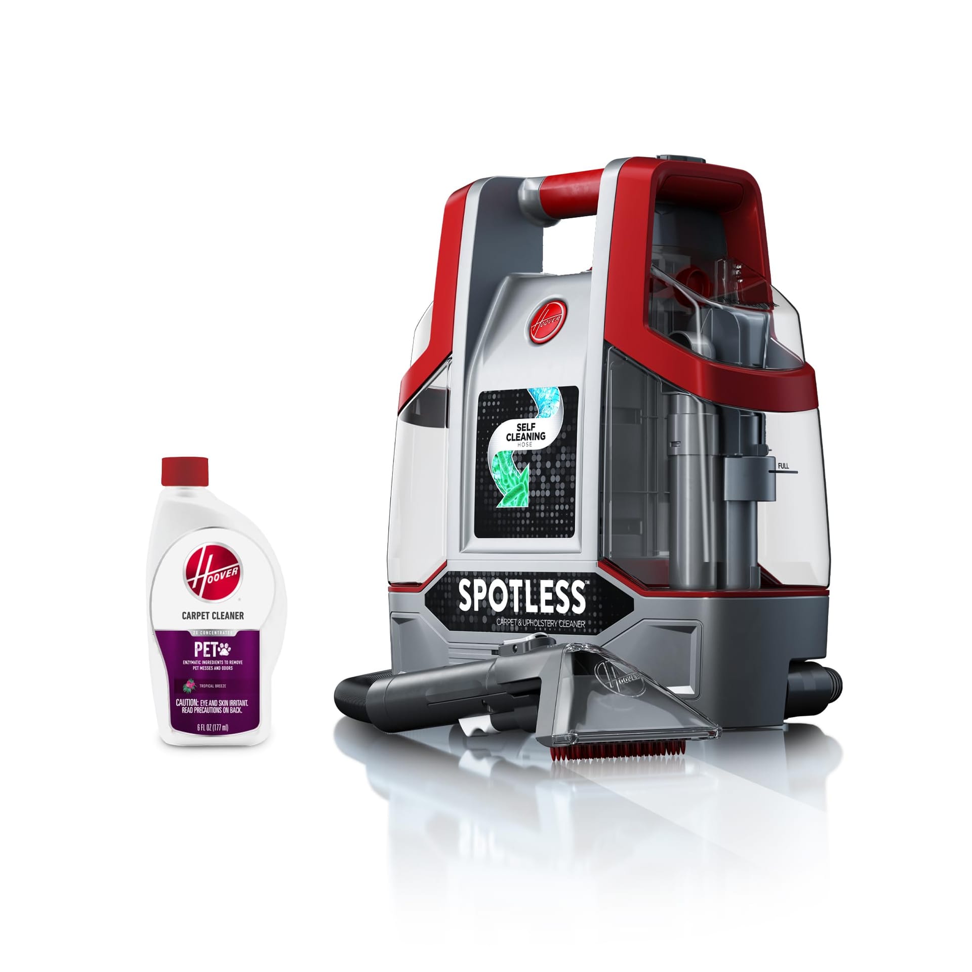 Hoover Spotless Portable Carpet & Upholstery Spot Cleaner FH11300 Red, Lightweight, Deep-Cleaning, Self-Cleaning Technology