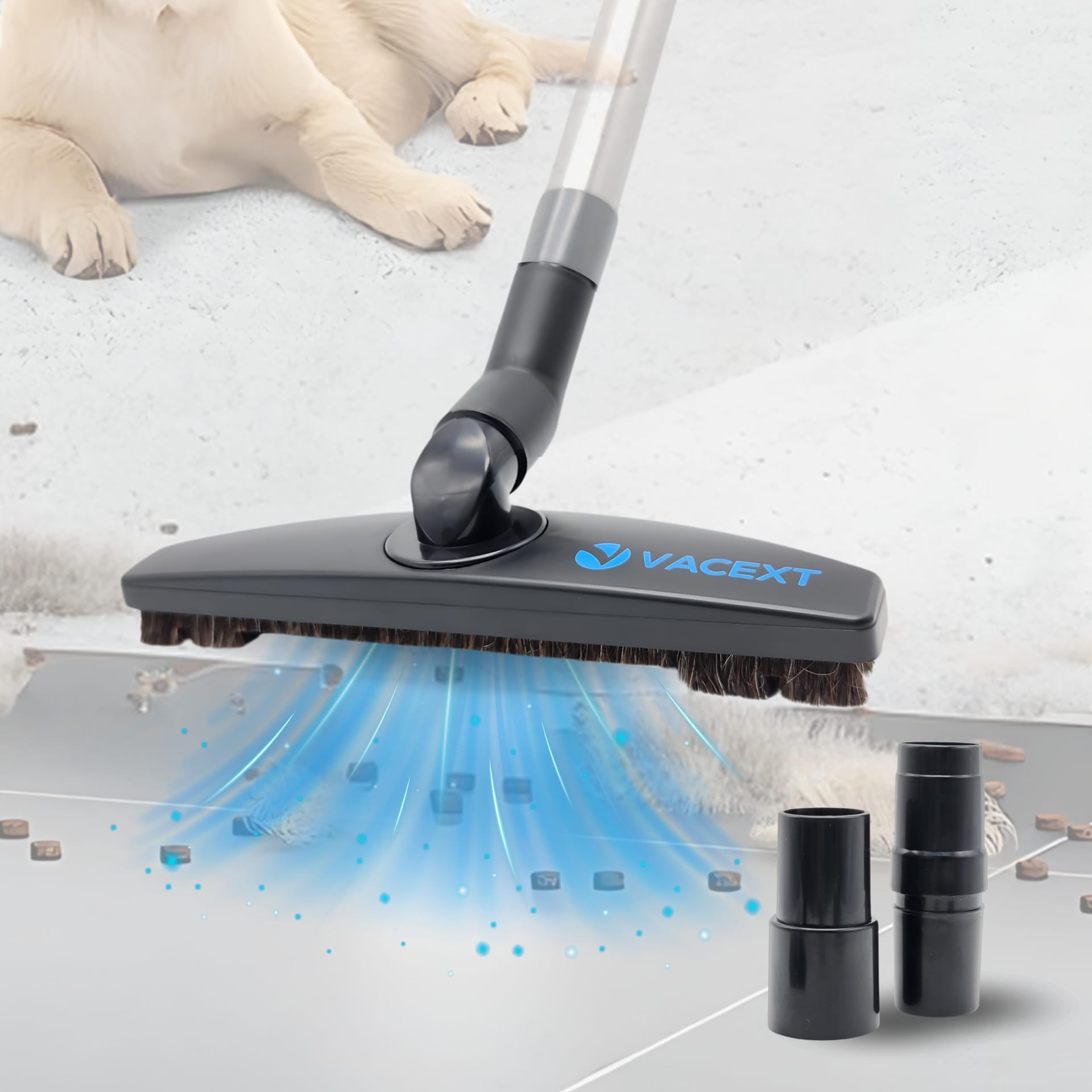Upgraded Hardwood Floor Attachment with Horse Hair Soft Bristles & Flexible Brush Head for Vacuum Cleaners 1 ¼'' (1.25Inch) Accessories - Suitable for Low Carpet & Wood/Bare/Tile/Hard Floors