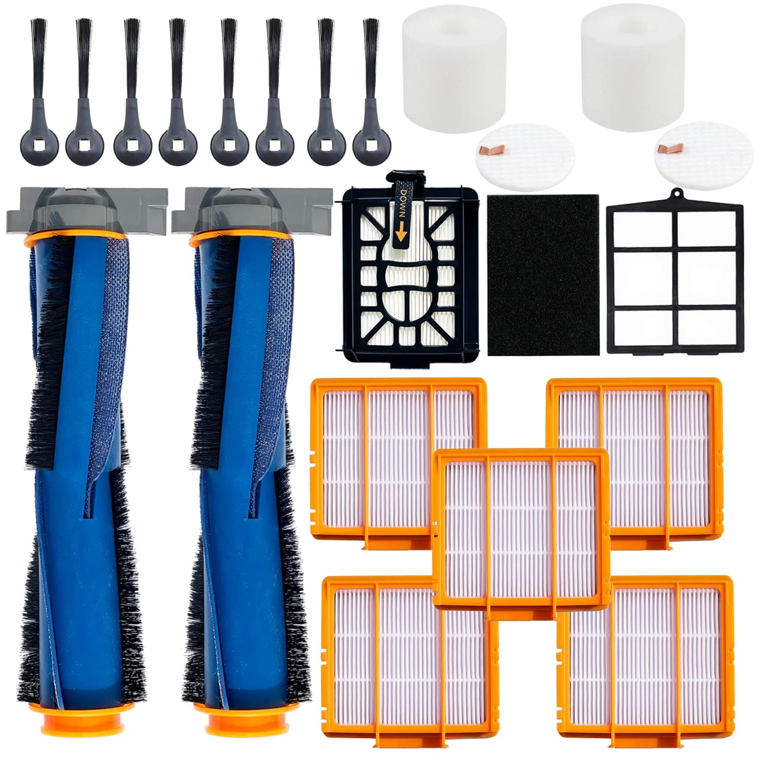 Robot Vacuum Replacement Parts Kit for Shark AI AV2501S, AV2501AE, RV2502AE, RV2520AOUS, AV2510AOUS, AV2511AE, RV2610WA, RV2610WD - Main Roller Brush, Filters & Brushes