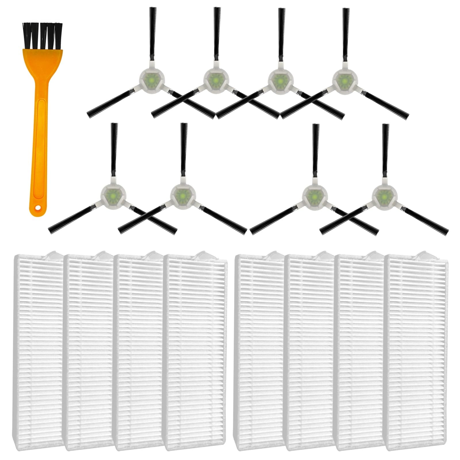 Robot Vacuum Cleaner Spare Parts Accessories Compatible with Lefant M210 M210S M210B M213, Okp Life K2 K3 K3A K4 K5 - 8 Side Brushes, 8 Hepa Filters