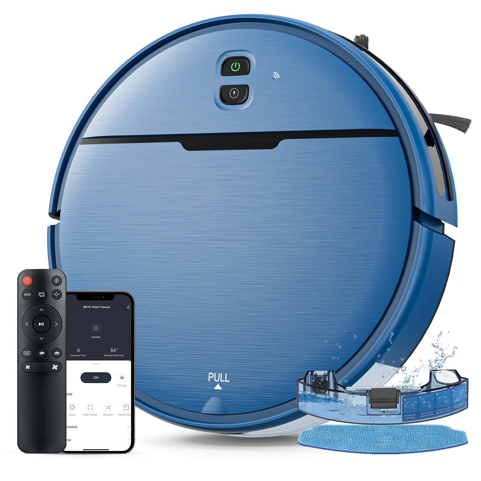 Smart Robot Vacuum and Mop Combo, 2-in-1 with Wifi/App Control, 2300Pa Suction, Self-Charging - Ideal for Hard Floors, Pet Hair, Low Pile Carpet