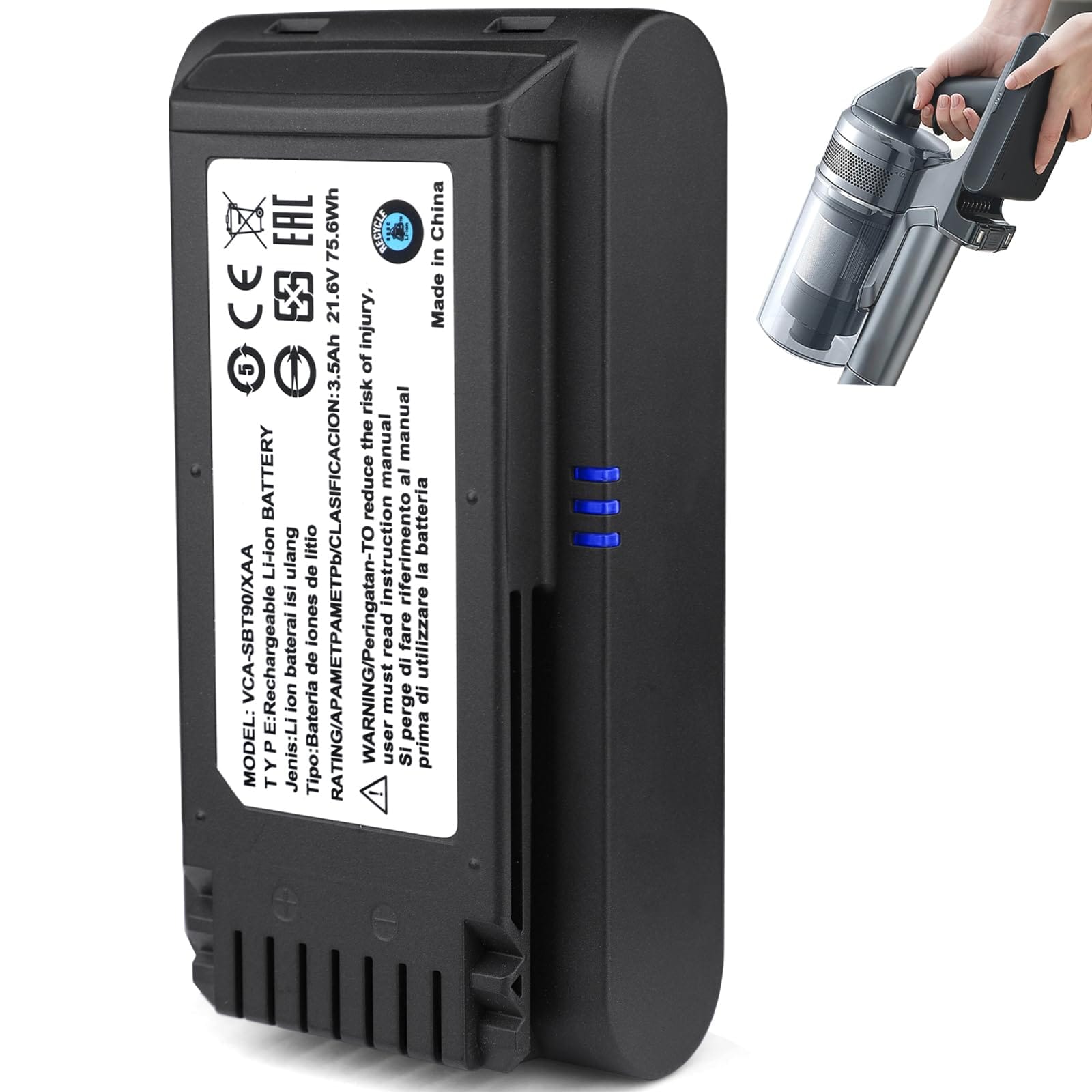 Replacement Battery for Samsung Jet 60, 70, 75, 75+, 90, 90+ Cordless Stick Vacuum Cleaners - 3.5Ah, Compatible with VCA-SBTA60, VCA-SBT90, VCA-SBT90EB