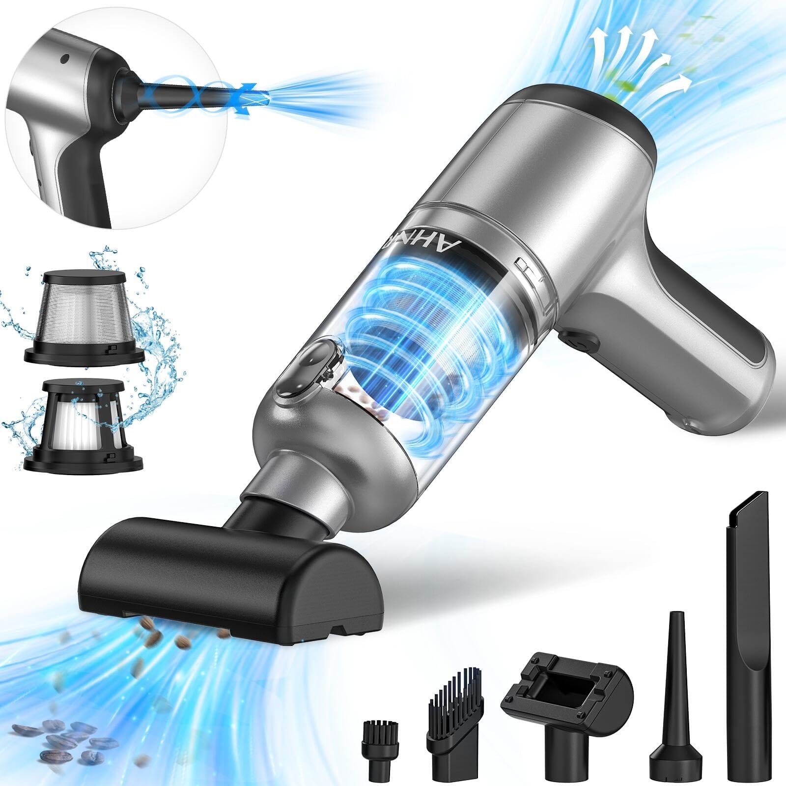 3-In-1 Cordless Handheld Car Vacuum Cleaner with Powerful Suction and Dual Filtration System