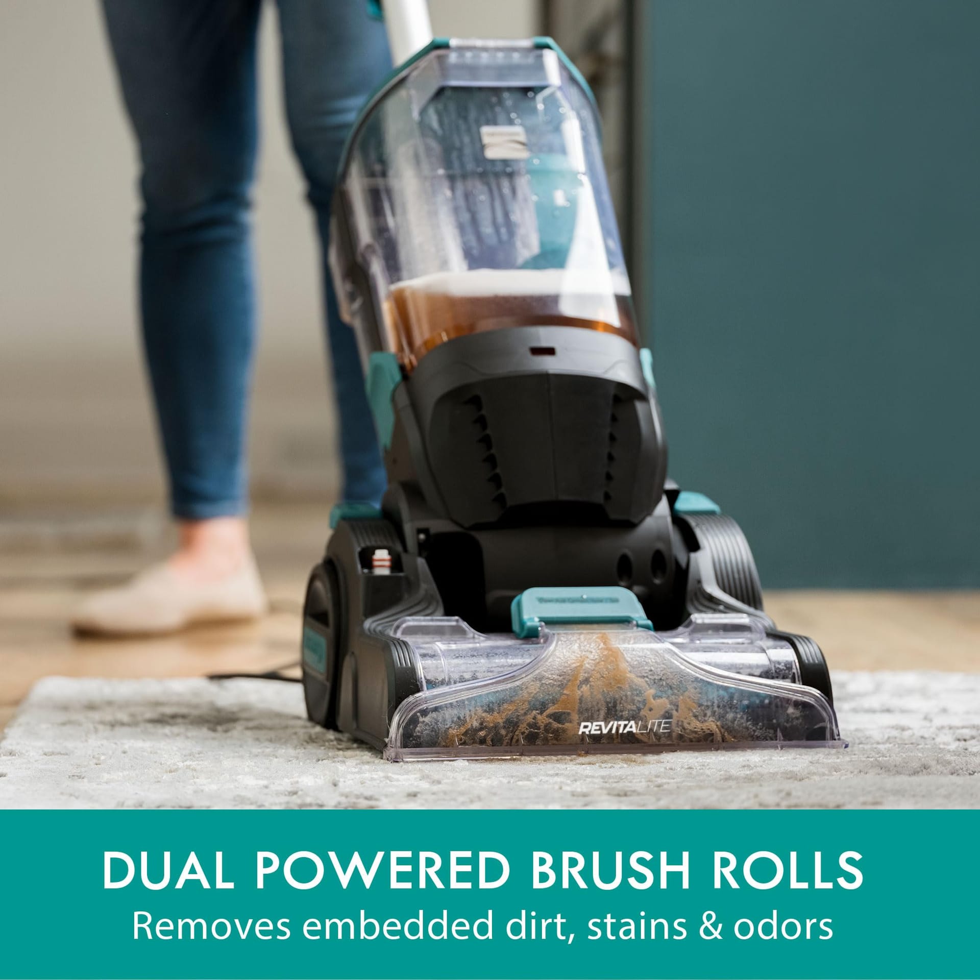 Professional Portable Pet Carpet Cleaner with Dual Brush Rolls, 3.2L Clean Tank, 1.4L Dirty Tank, 25ft Cord Length, and Accessories - Review Image 2