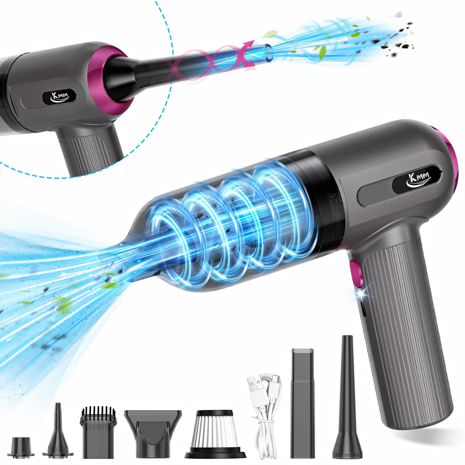 4-In-1 Kmm Handheld Car Vacuum Cleaner with 16000Pa Strong Suction and LED Light