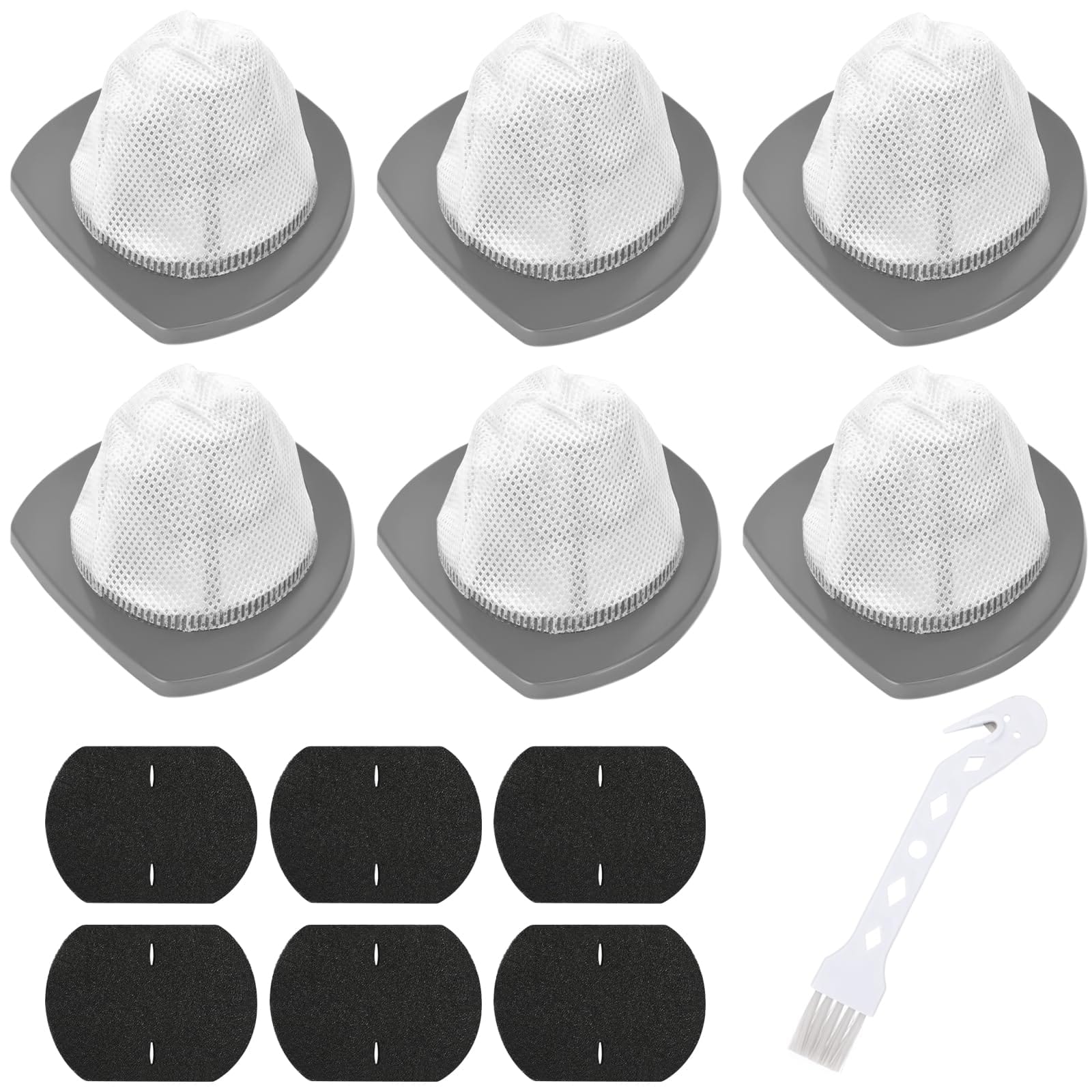 6 Pack Replacement Filters Set for Bissell Featherweight Stick Lightweight Bagless Vacuum Cleaner 2033 Series, Includes 6 Mesh Filters, 6 Foam Filters