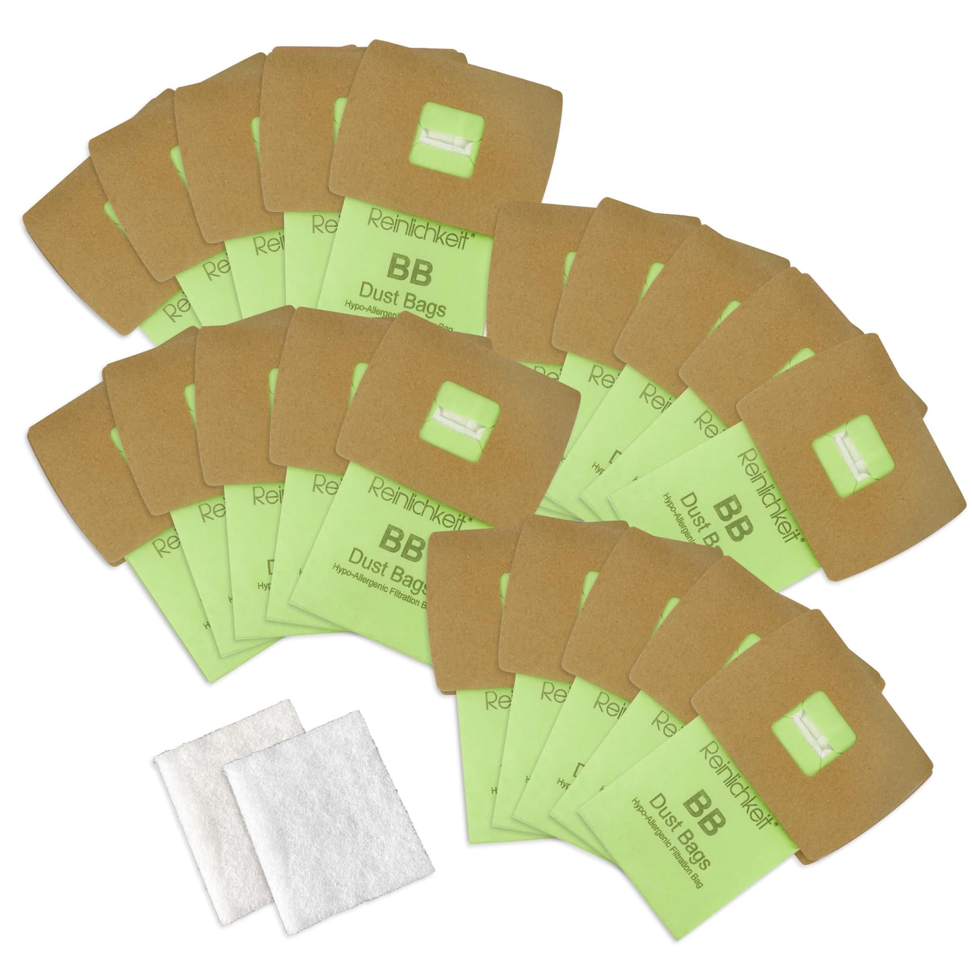 20-Pack Oreck Type Bb Compact Canister Vacuum Bags Replacement with 2 Motor Filter