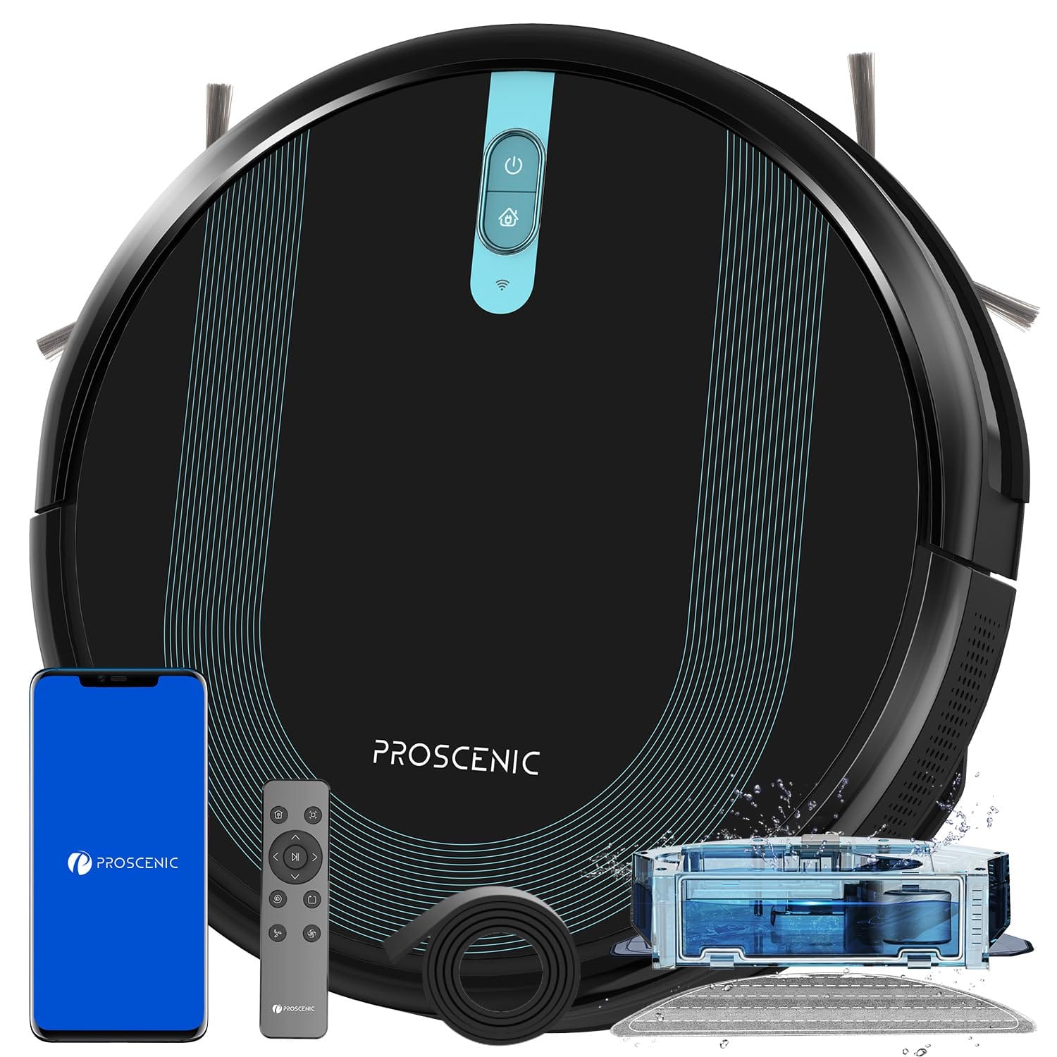 Proscenic 850T Wifi Robot Vacuum and Mop with Gyro Navigation, Boundary Strip, Self-Charging - Ideal for Hard Floors and Carpets, HEPA Filter, Budget-Friendly