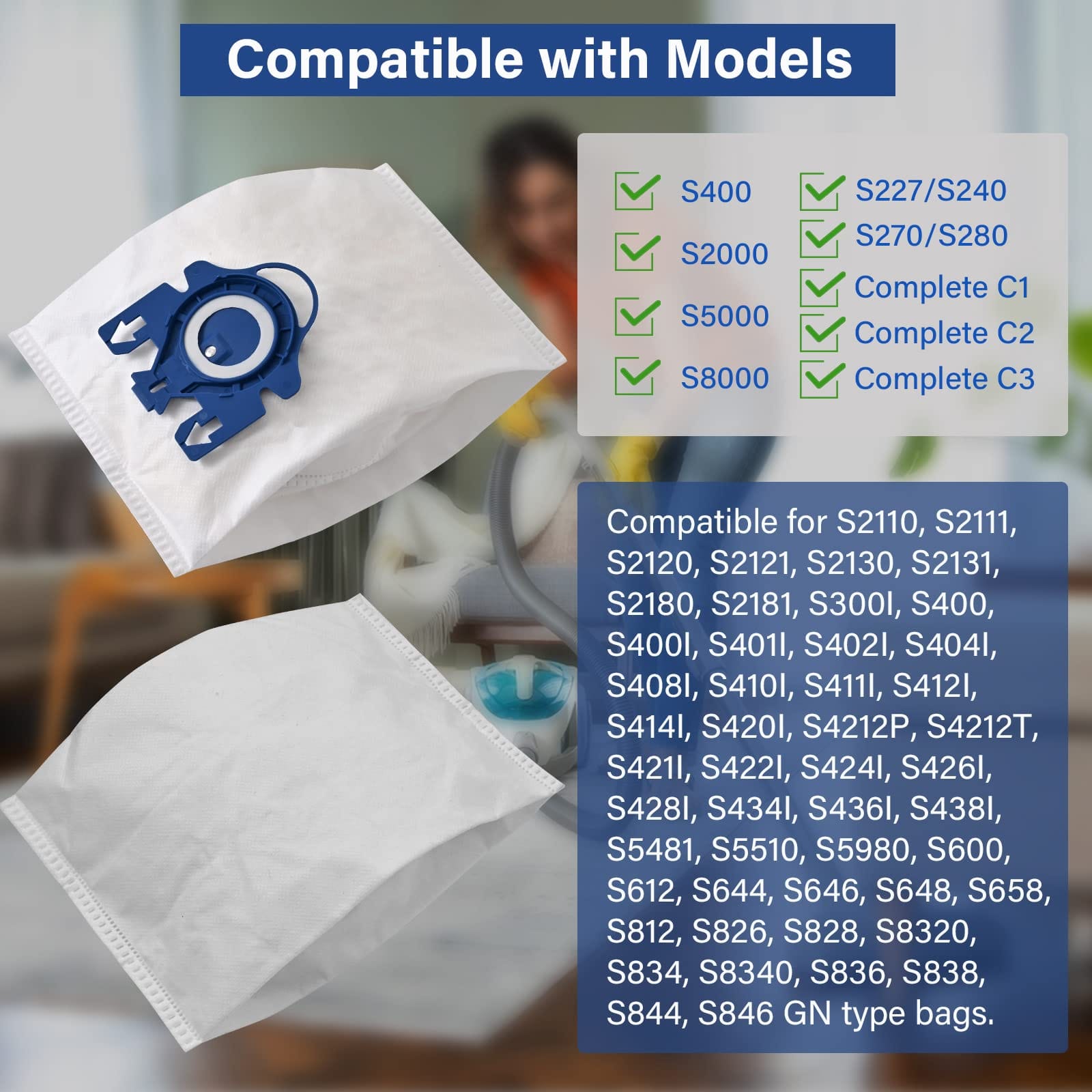 Pack of 14 3D Airclean GN Vacuum Bags Replacement Kit for Miele Classic C1, Complete C1, C2, C3 Series - Review Image 2