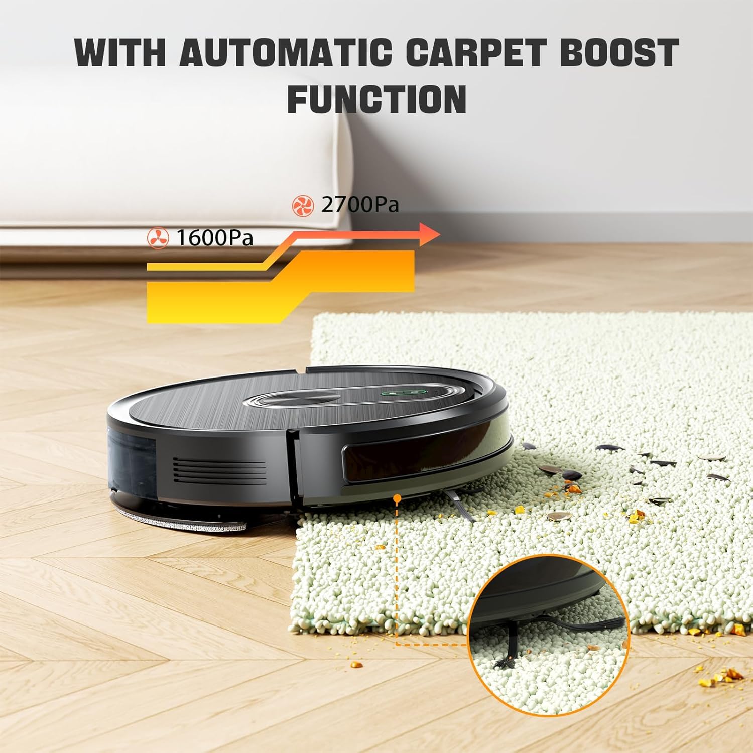 HEPA Filter Robot Vacuum and Mop Combo with Powerful 3200Pa Suction, Ideal for Pet Hair, Hard Floor, Carpet - Review Image 3