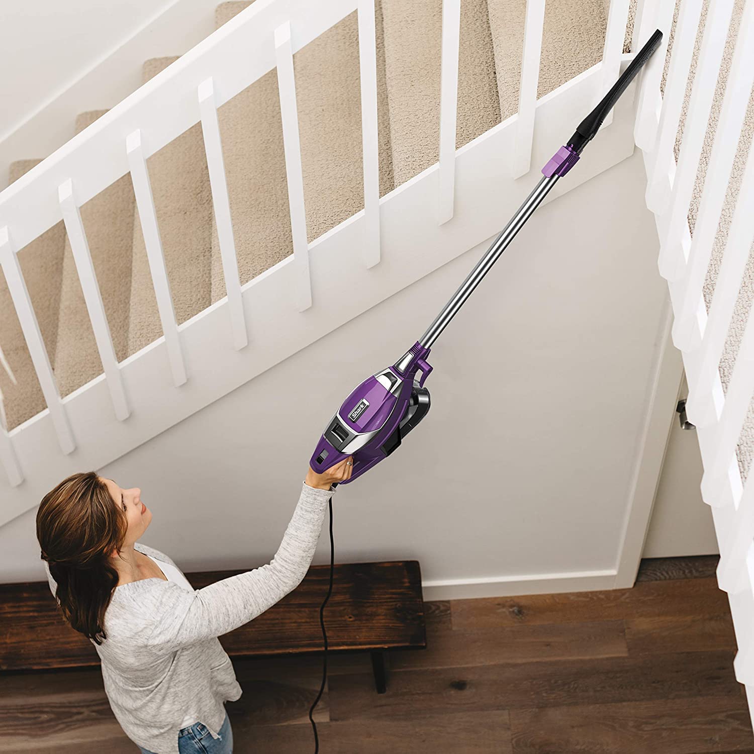 Certified Refurbished Shark Rocket Corded Stick Vacuum with Zero-M Anti-Hair Wrap Technology, XL Dust Cup, Handheld Mode, Swivel Steering, Plum Purple (ZS351) - Best Certified Refurbished Stick Vacuum for Pets - Review Image 4
