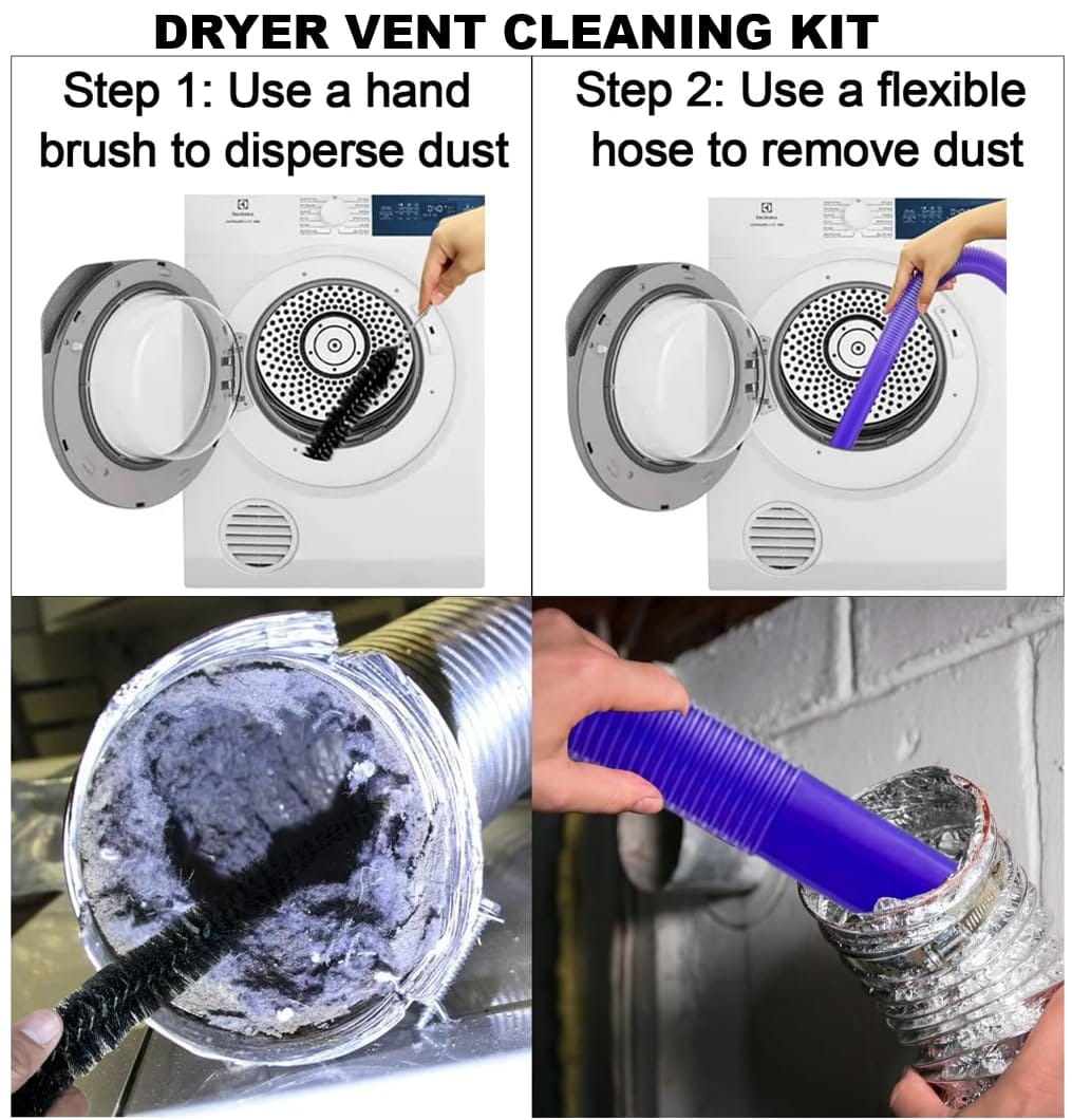 Flexible Vacuum Attachments Kit for Dyson V7 V8 V10 V11 V15 V6 Dc58 Dc59 - Dryer Vent & Refrigerator Coil Cleaner Brush Set - Review Image 3