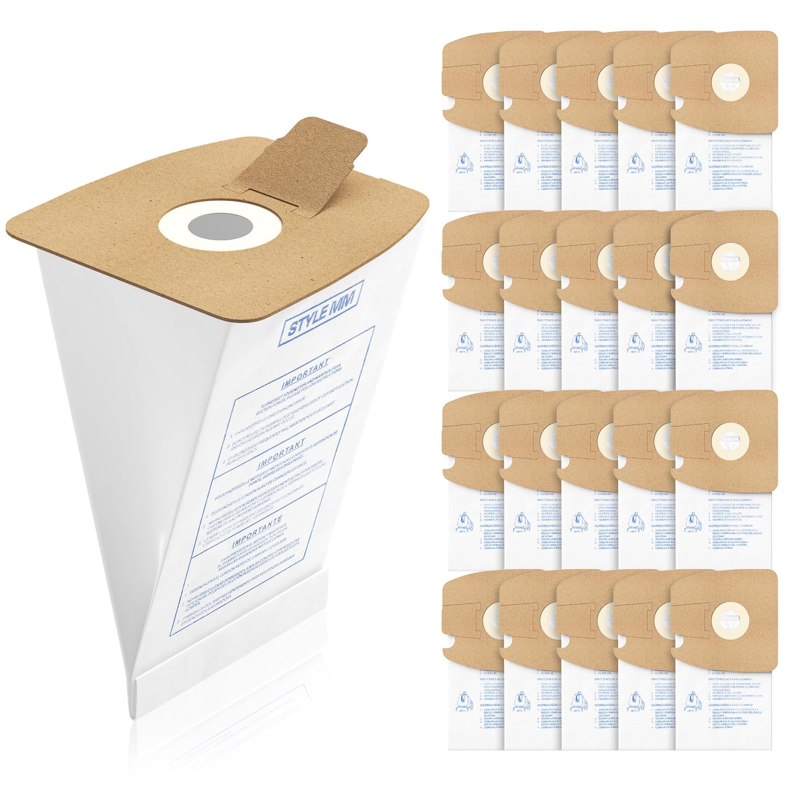 20 Pack Eureka Style MM Vacuum Bags for Mighty Mite 3670 & 3680 Series Canister Vacuums, Replaces Part # 60295